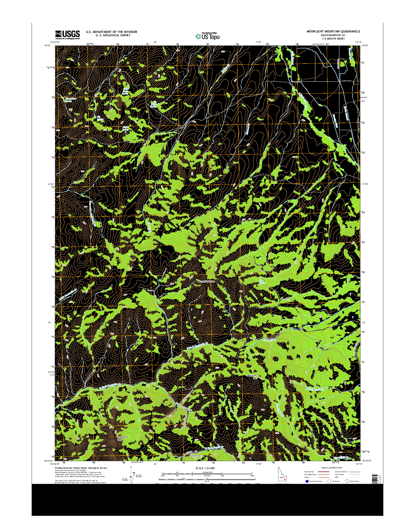 USGS US TOPO 7.5-MINUTE MAP FOR MOONLIGHT MOUNTAIN, ID 2013