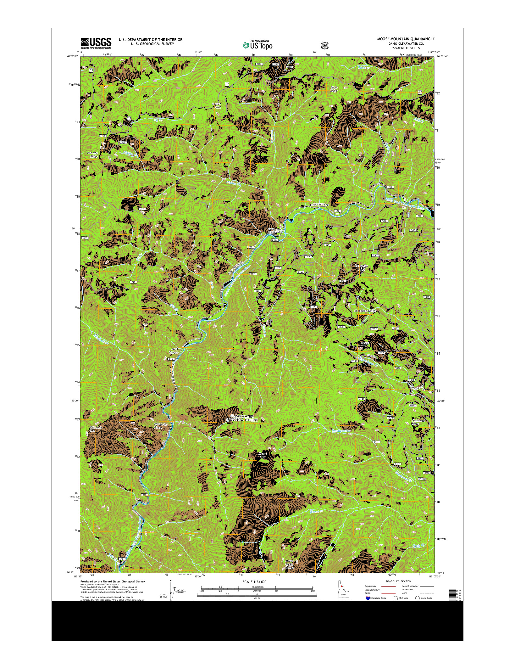 USGS US TOPO 7.5-MINUTE MAP FOR MOOSE MOUNTAIN, ID 2013
