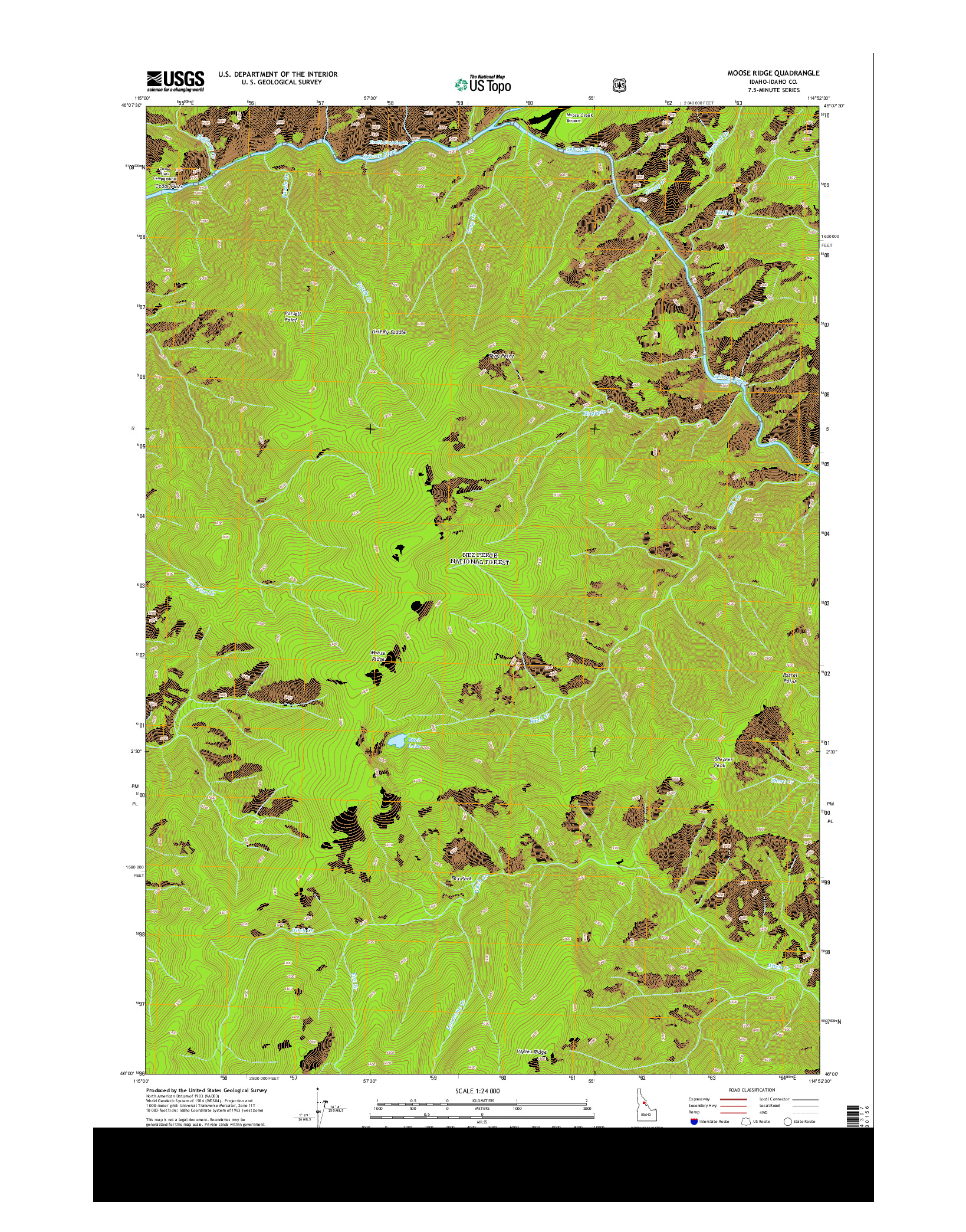 USGS US TOPO 7.5-MINUTE MAP FOR MOOSE RIDGE, ID 2013