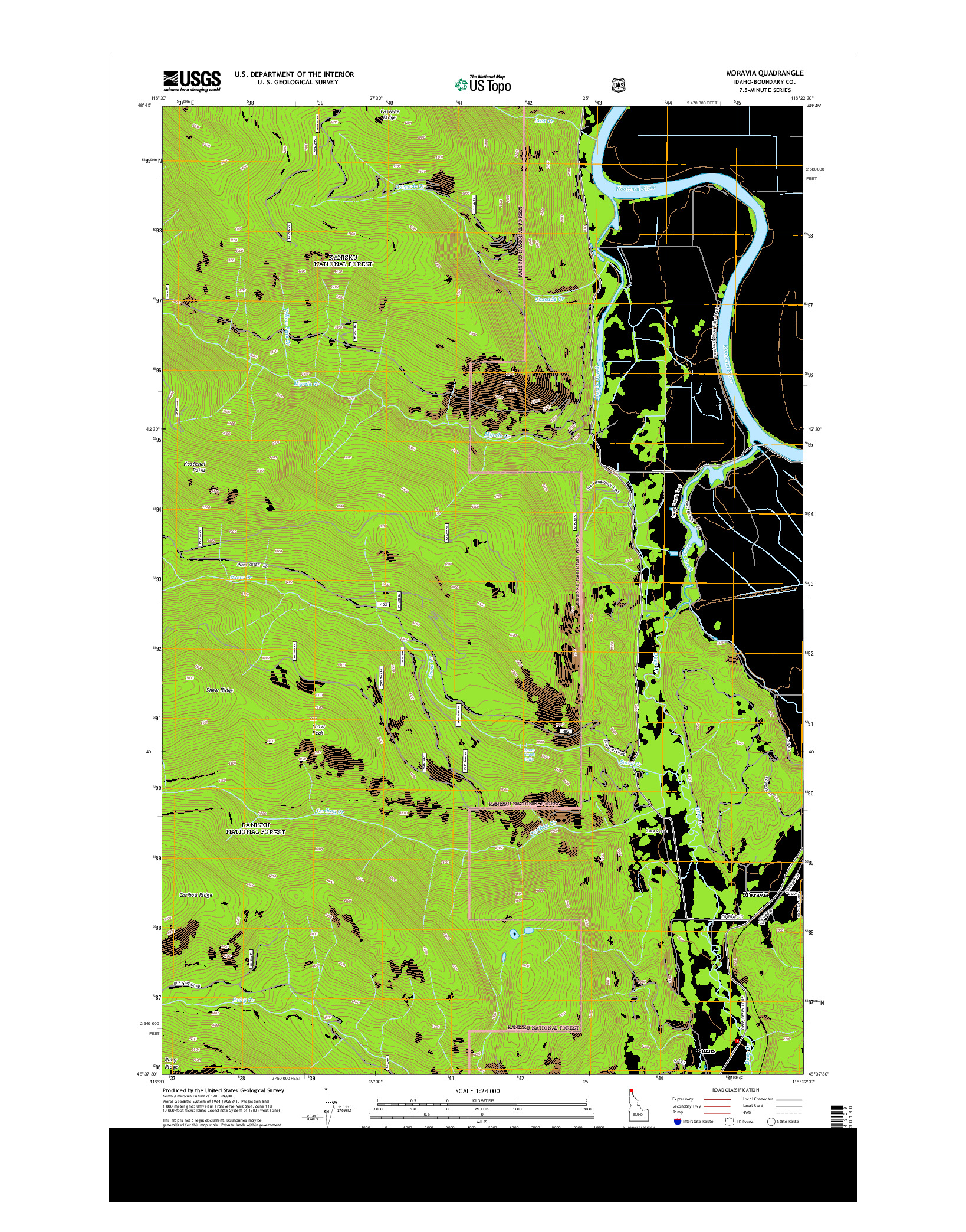 USGS US TOPO 7.5-MINUTE MAP FOR MORAVIA, ID 2013