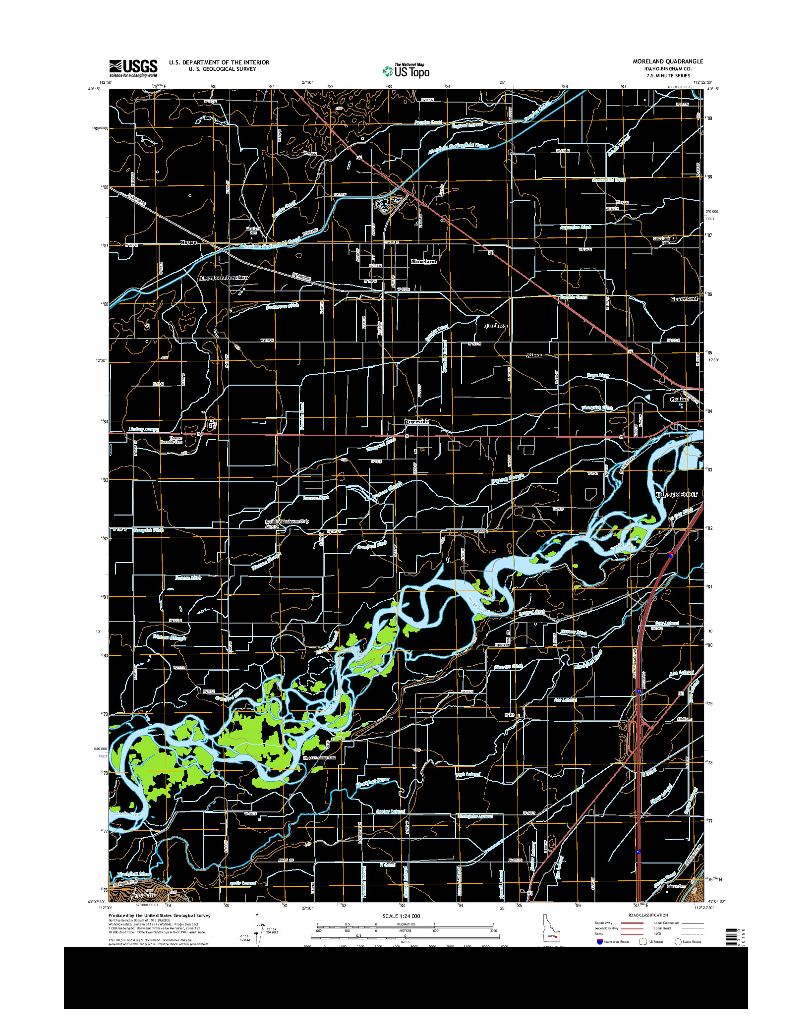 USGS US TOPO 7.5-MINUTE MAP FOR MORELAND, ID 2013