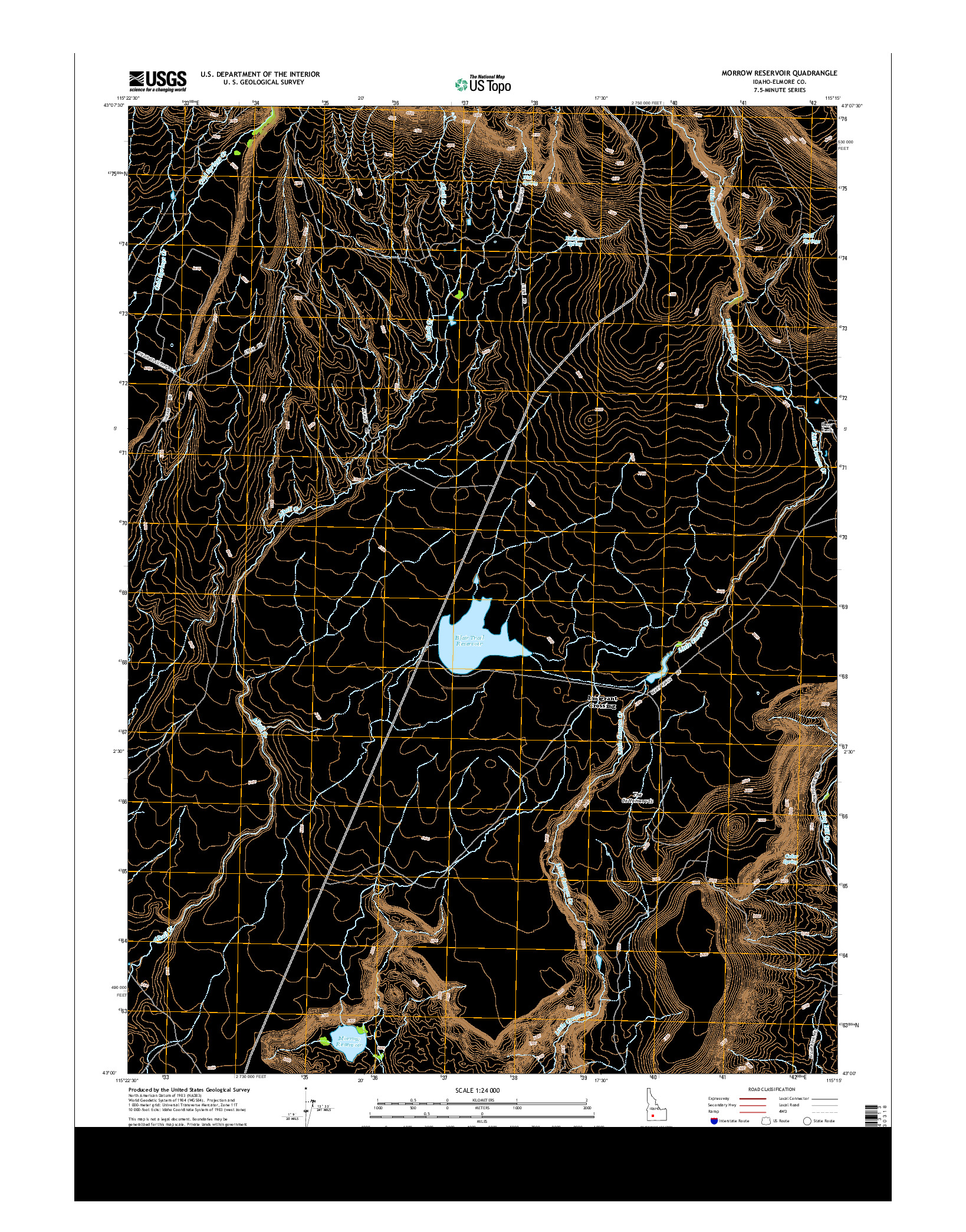 USGS US TOPO 7.5-MINUTE MAP FOR MORROW RESERVOIR, ID 2013