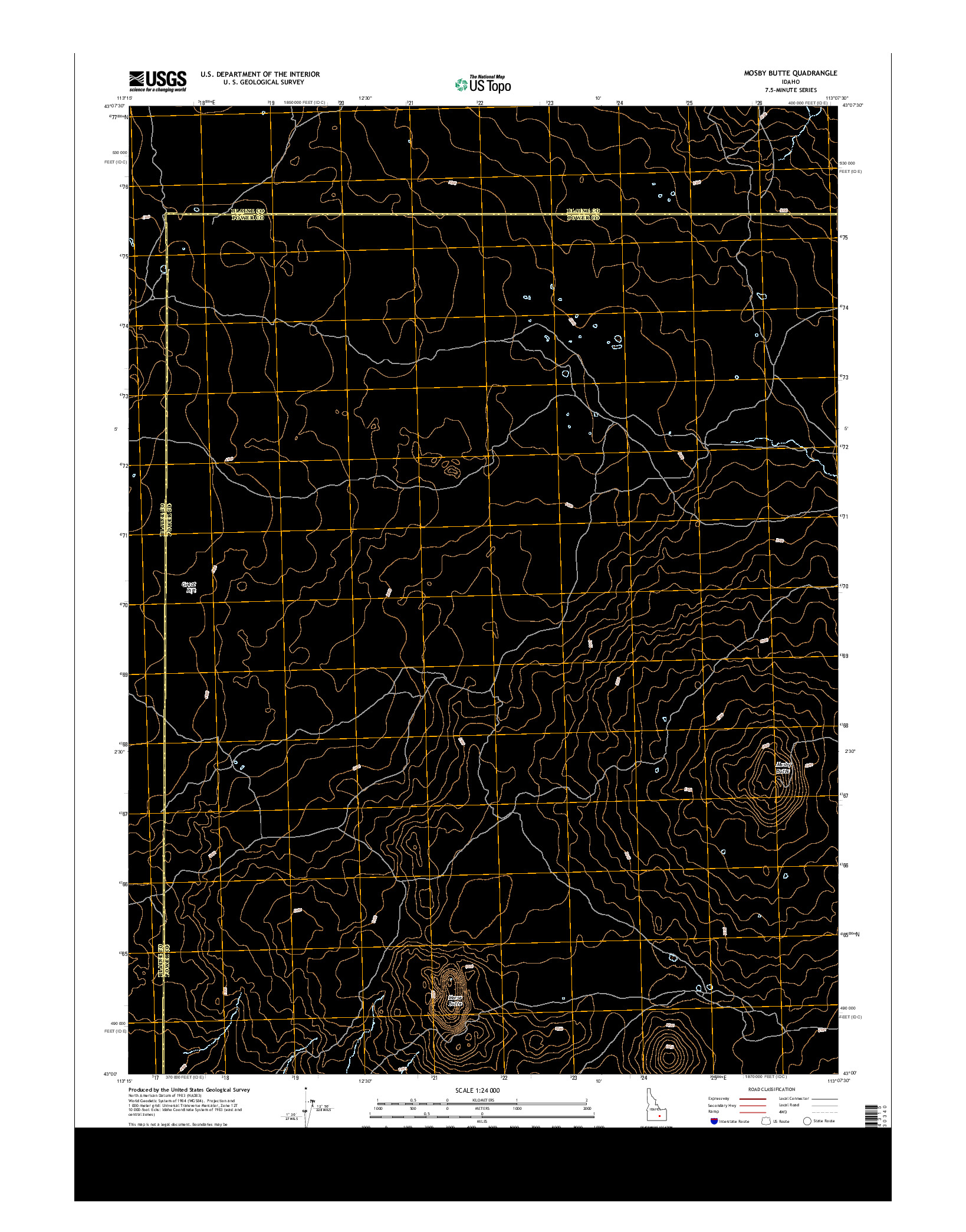 USGS US TOPO 7.5-MINUTE MAP FOR MOSBY BUTTE, ID 2013