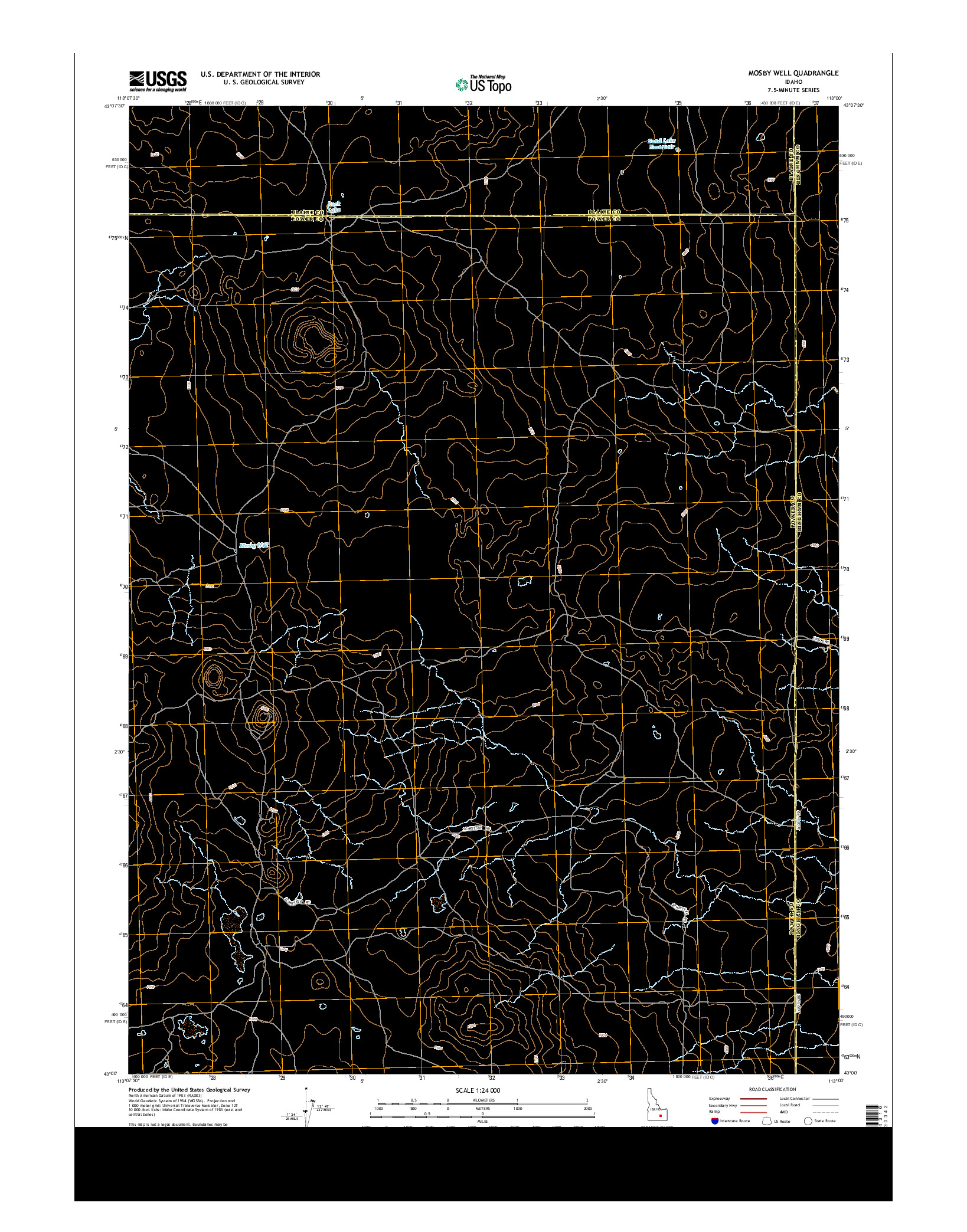 USGS US TOPO 7.5-MINUTE MAP FOR MOSBY WELL, ID 2013