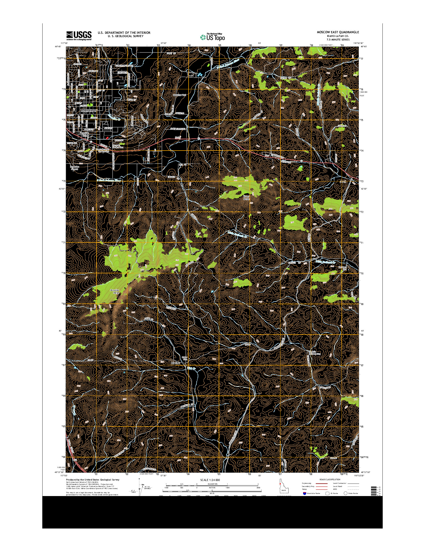 USGS US TOPO 7.5-MINUTE MAP FOR MOSCOW EAST, ID 2013