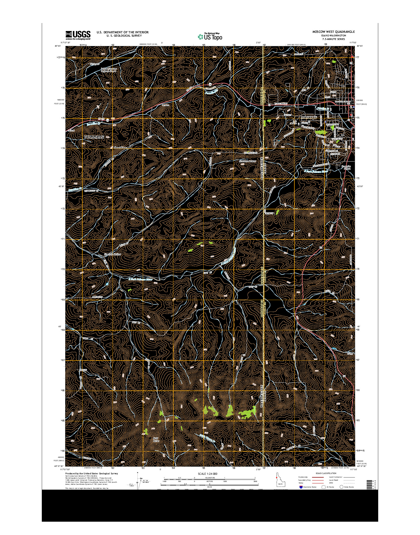 USGS US TOPO 7.5-MINUTE MAP FOR MOSCOW WEST, ID-WA 2013