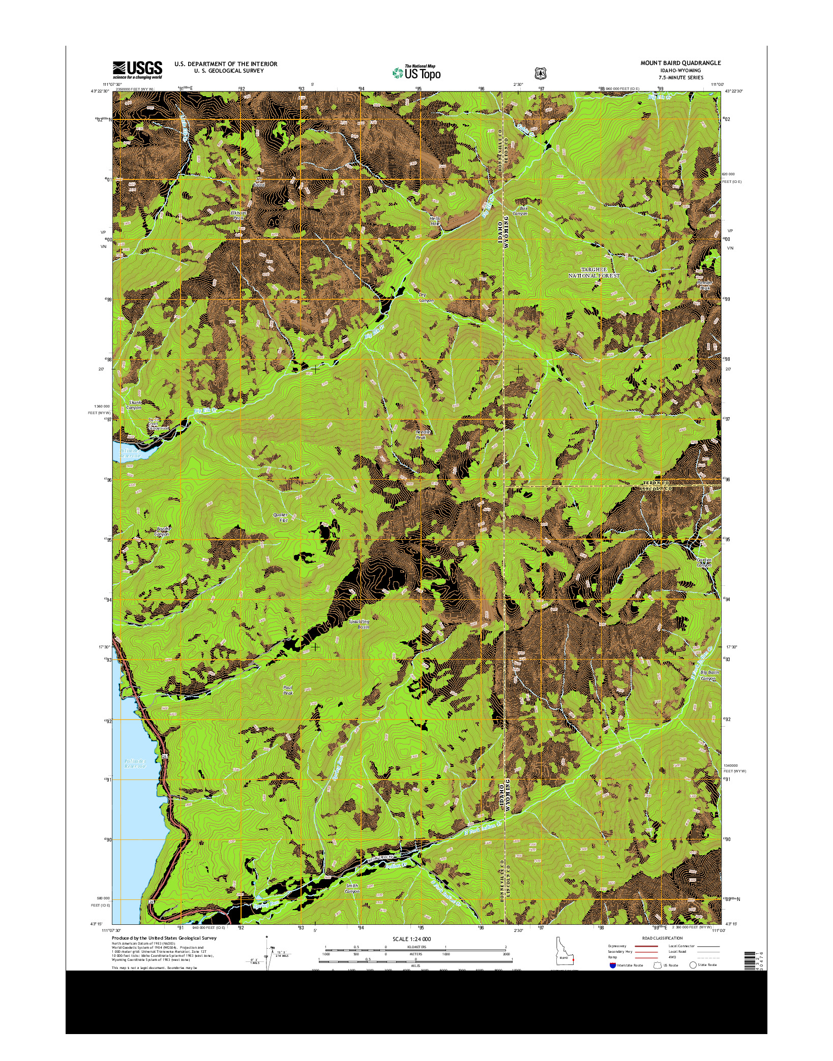 USGS US TOPO 7.5-MINUTE MAP FOR MOUNT BAIRD, ID-WY 2013