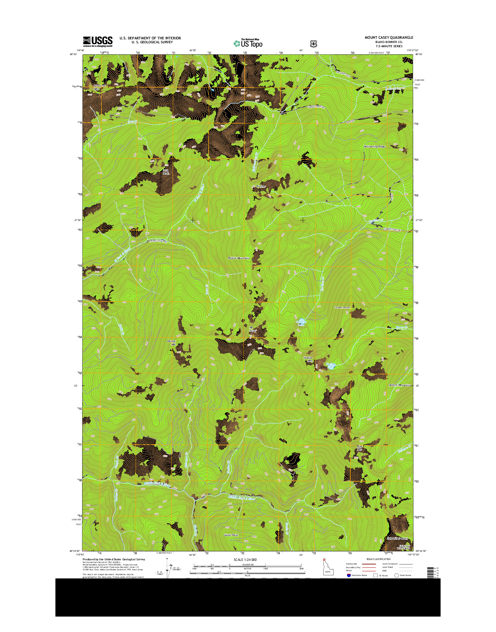 USGS US TOPO 7.5-MINUTE MAP FOR MOUNT CASEY, ID 2013
