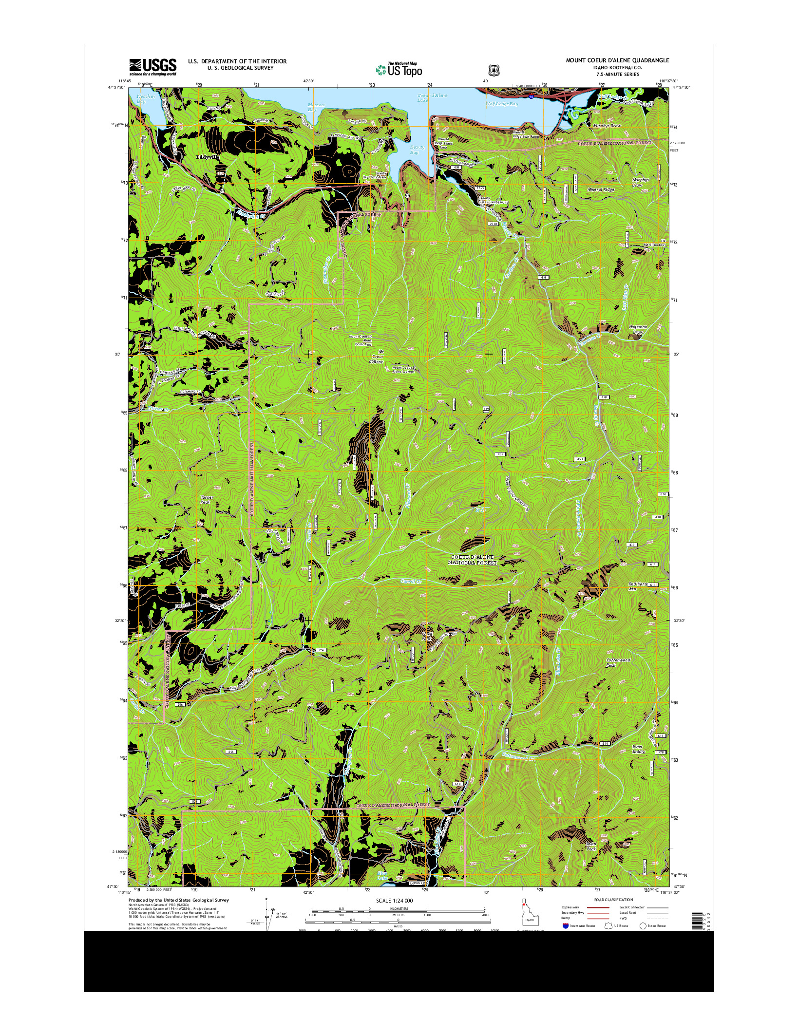 USGS US TOPO 7.5-MINUTE MAP FOR MOUNT COEUR D'ALENE, ID 2013