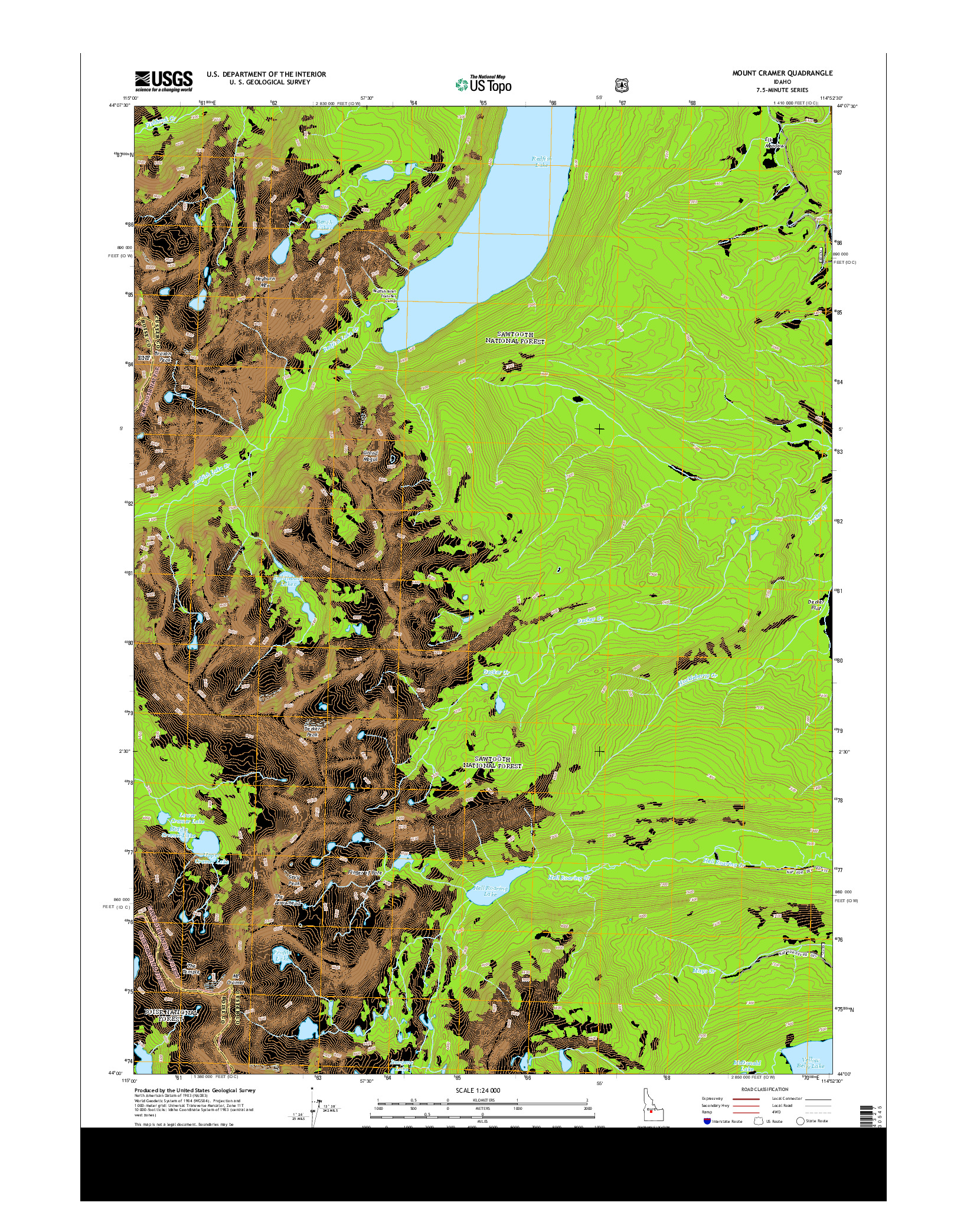 USGS US TOPO 7.5-MINUTE MAP FOR MOUNT CRAMER, ID 2013