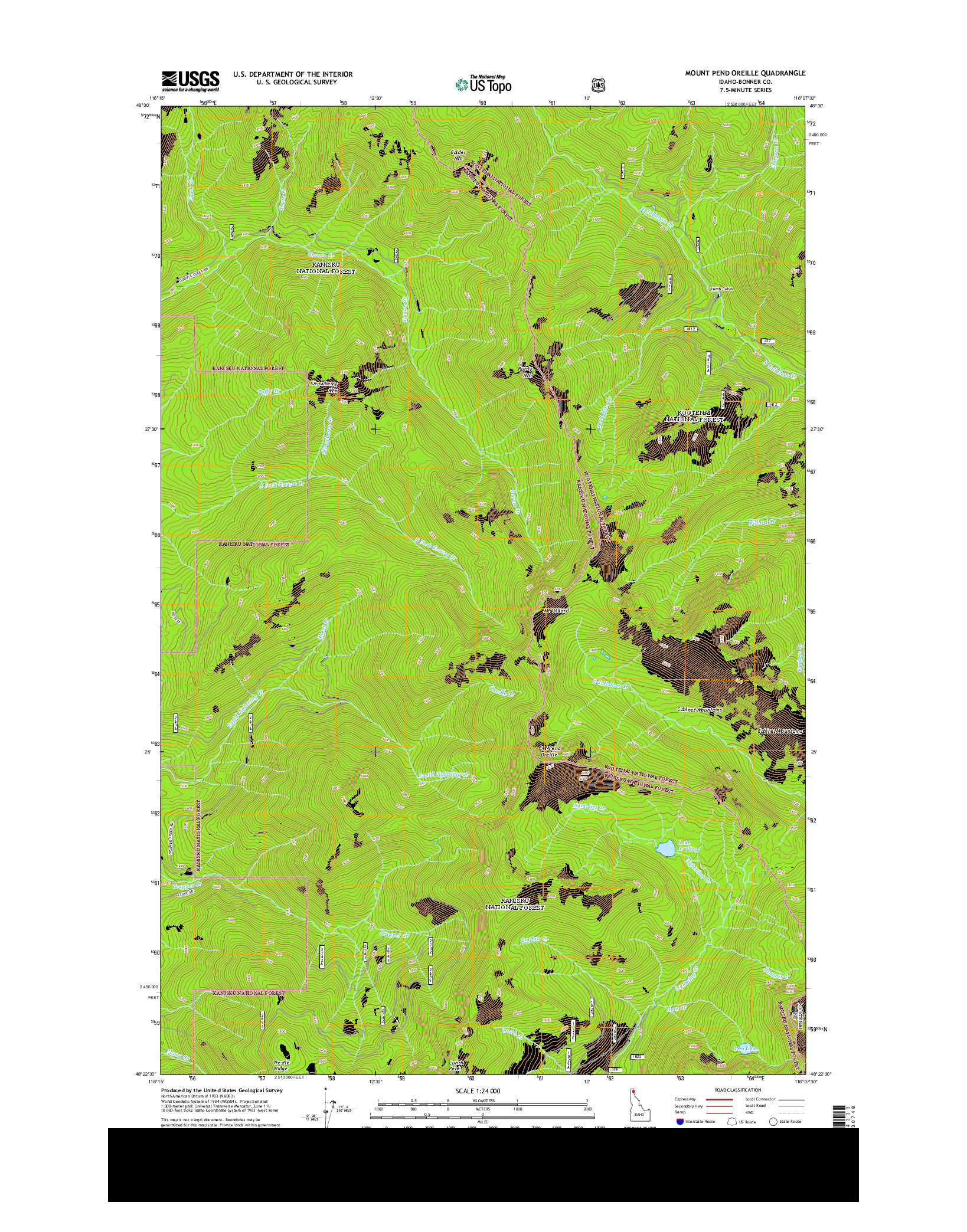 USGS US TOPO 7.5-MINUTE MAP FOR MOUNT PEND OREILLE, ID 2013