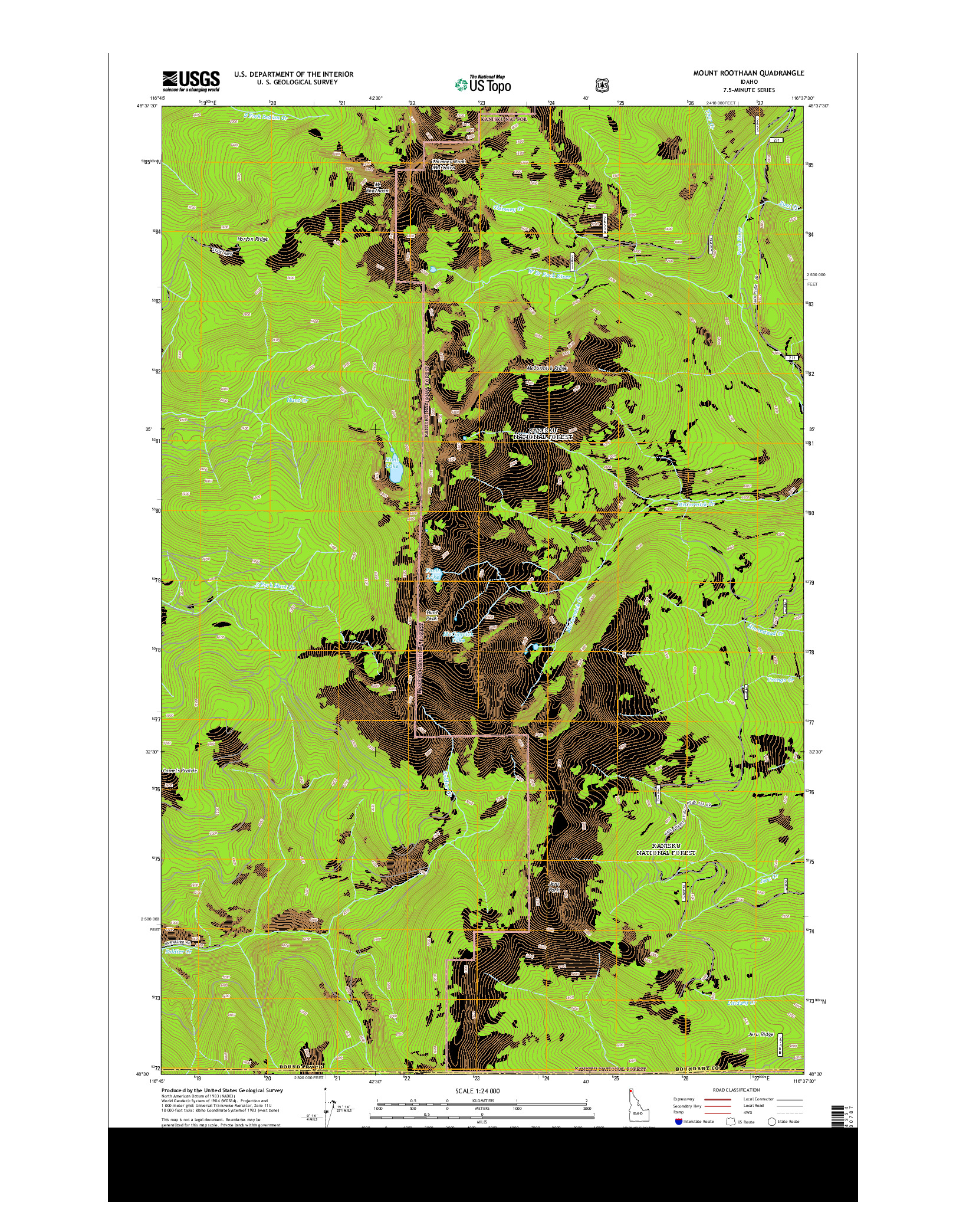 USGS US TOPO 7.5-MINUTE MAP FOR MOUNT ROOTHAAN, ID 2013