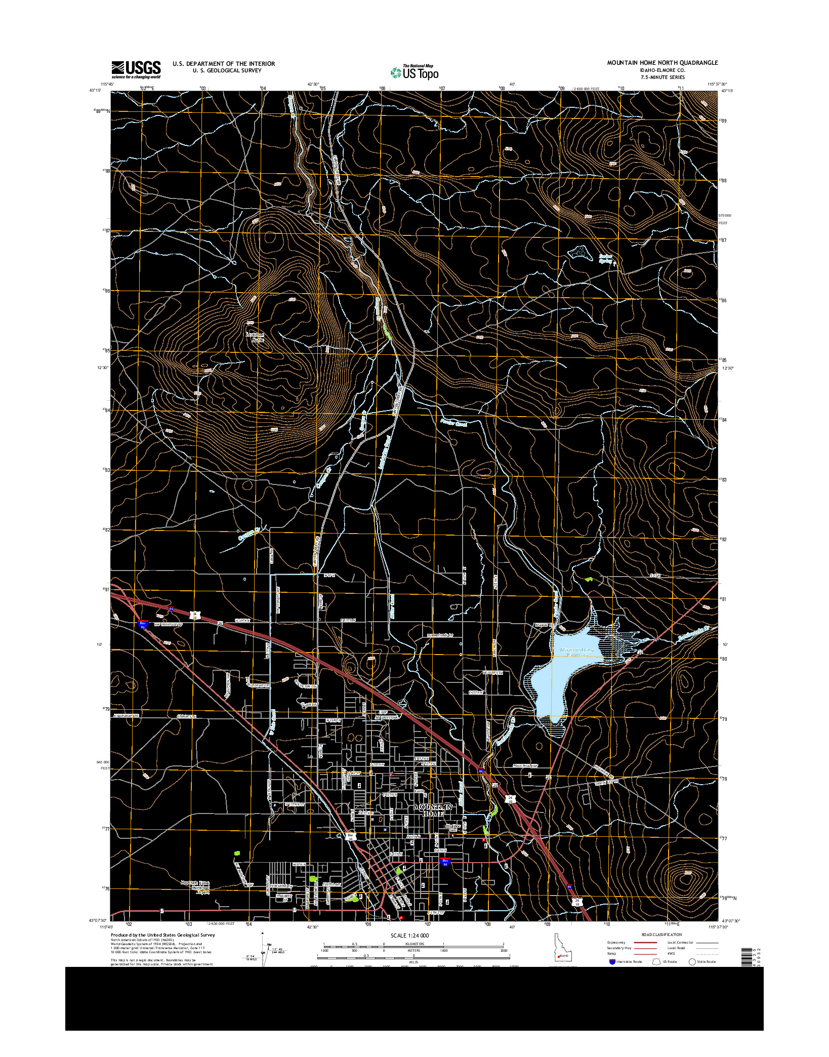 USGS US TOPO 7.5-MINUTE MAP FOR MOUNTAIN HOME NORTH, ID 2013