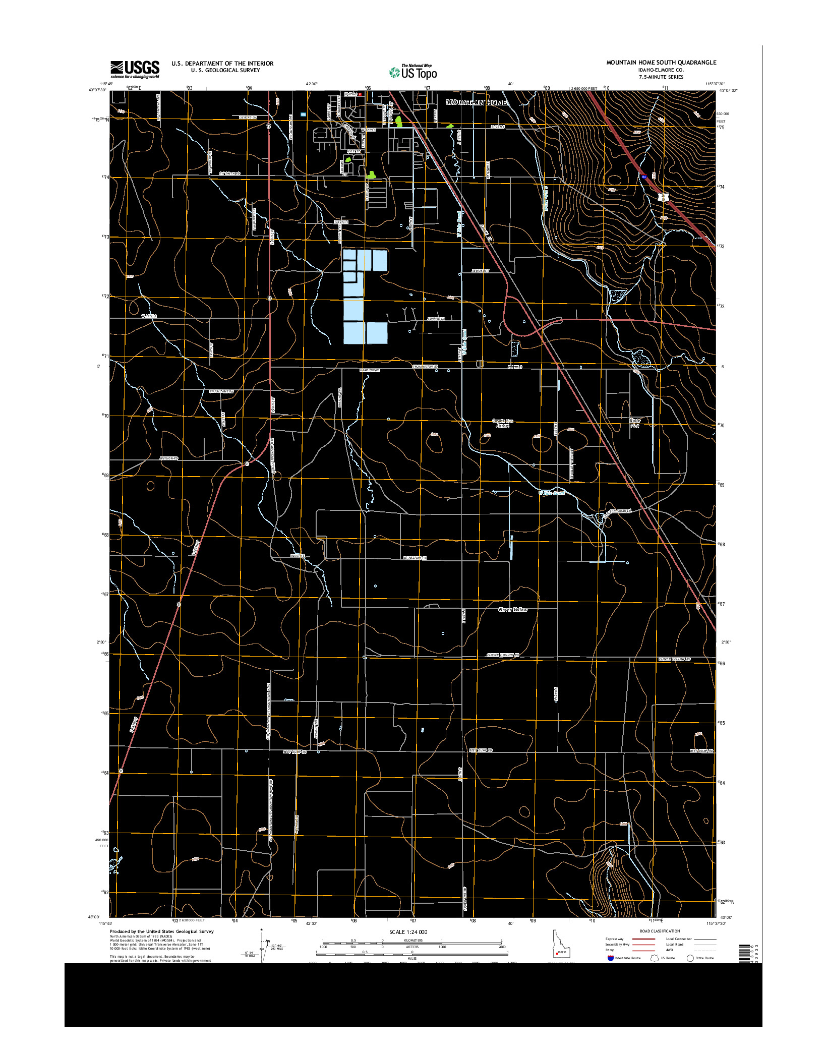 USGS US TOPO 7.5-MINUTE MAP FOR MOUNTAIN HOME SOUTH, ID 2013