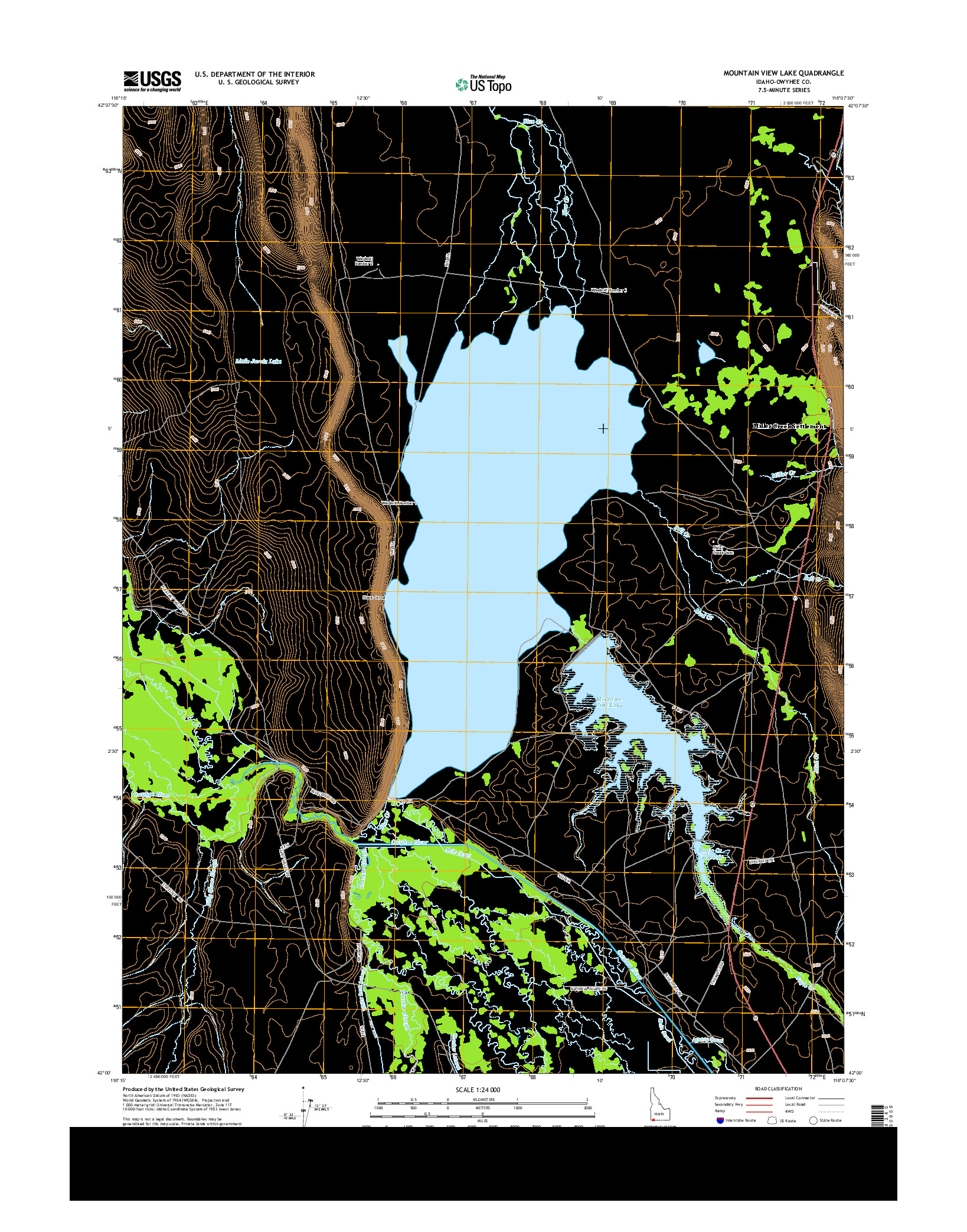 USGS US TOPO 7.5-MINUTE MAP FOR MOUNTAIN VIEW LAKE, ID 2013