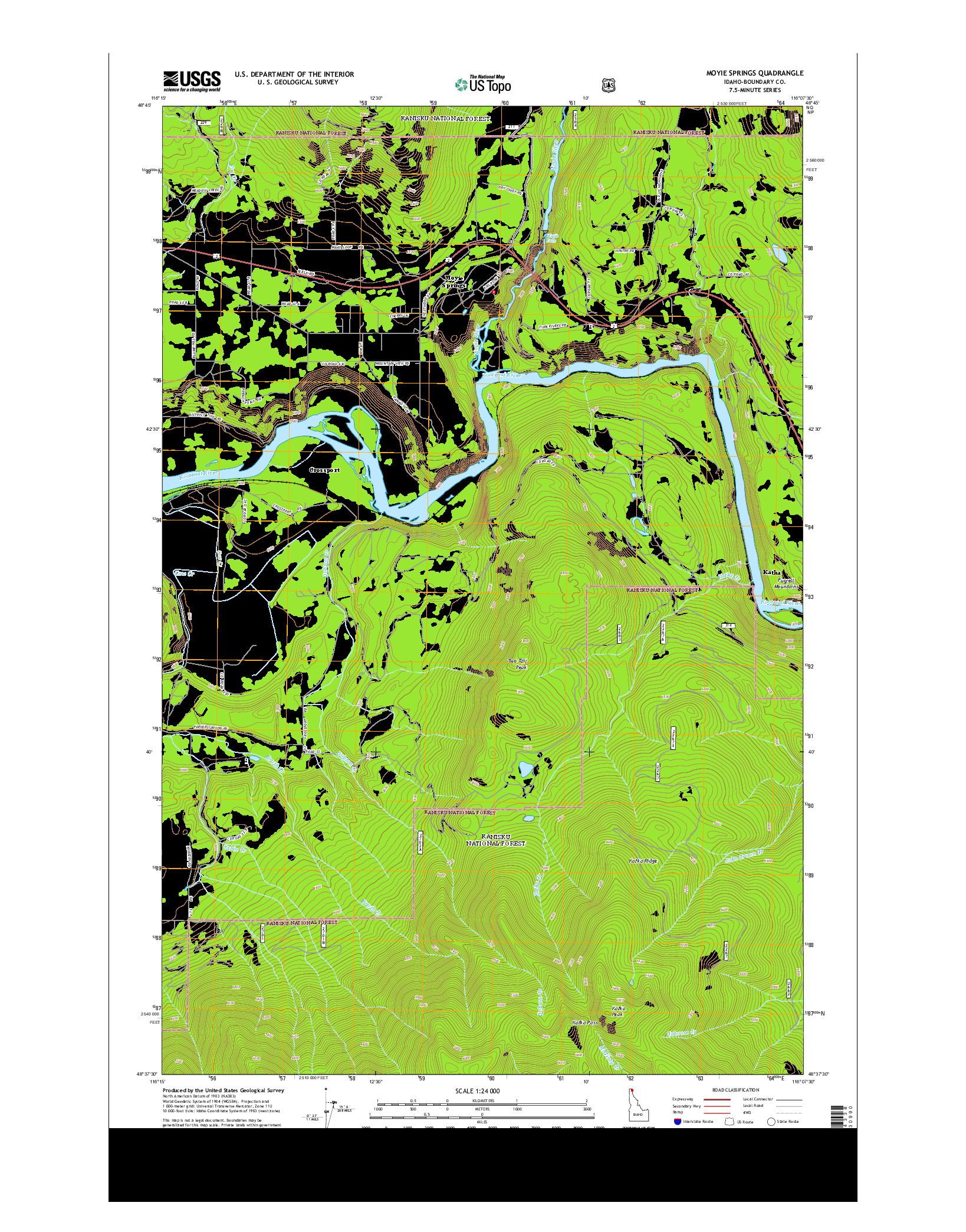 USGS US TOPO 7.5-MINUTE MAP FOR MOYIE SPRINGS, ID 2013