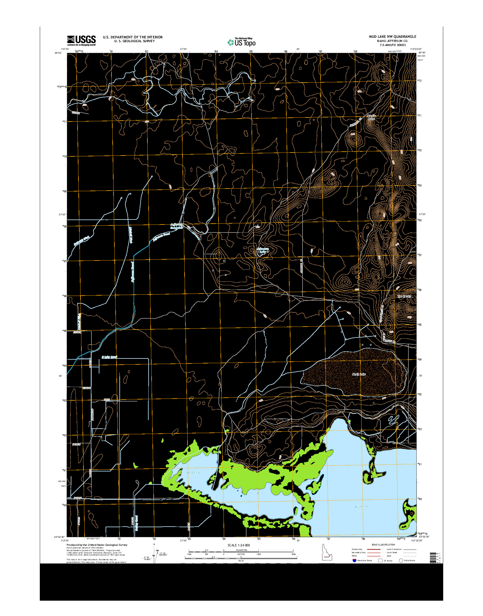 USGS US TOPO 7.5-MINUTE MAP FOR MUD LAKE NW, ID 2013