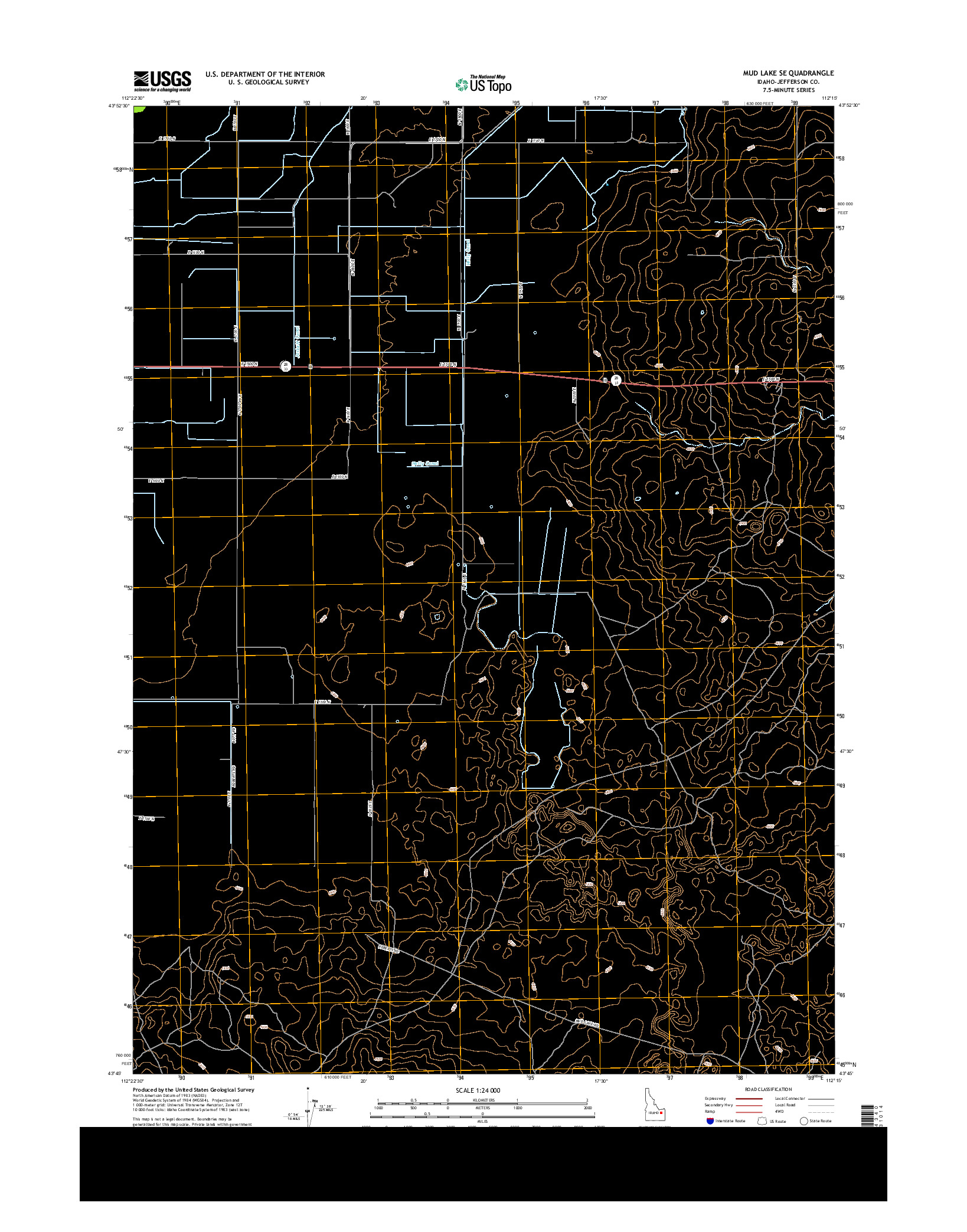 USGS US TOPO 7.5-MINUTE MAP FOR MUD LAKE SE, ID 2013