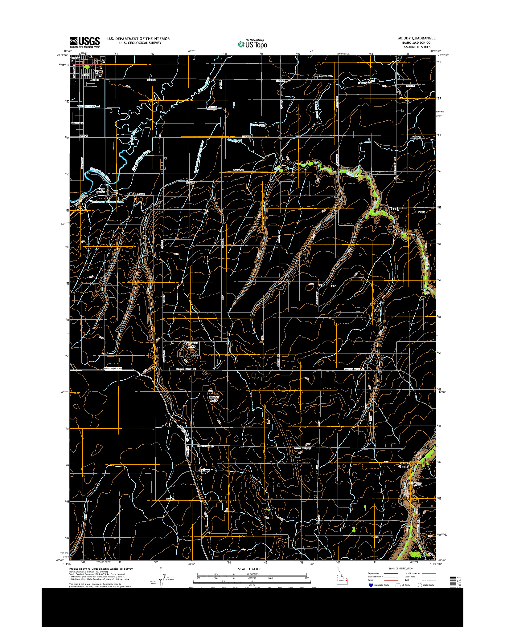 USGS US TOPO 7.5-MINUTE MAP FOR MOODY, ID 2013