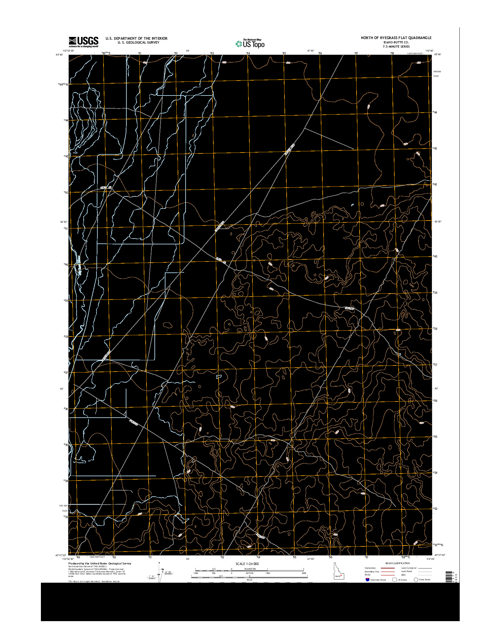 USGS US TOPO 7.5-MINUTE MAP FOR NORTH OF RYEGRASS FLAT, ID 2013