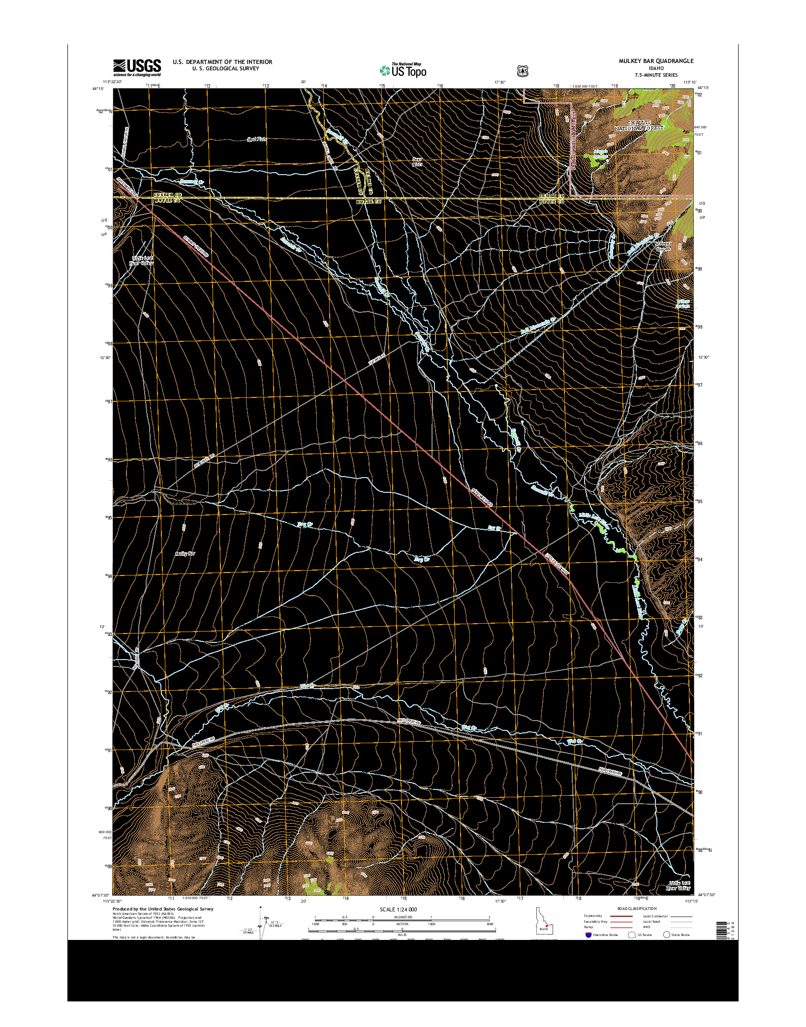 USGS US TOPO 7.5-MINUTE MAP FOR MULKEY BAR, ID 2013