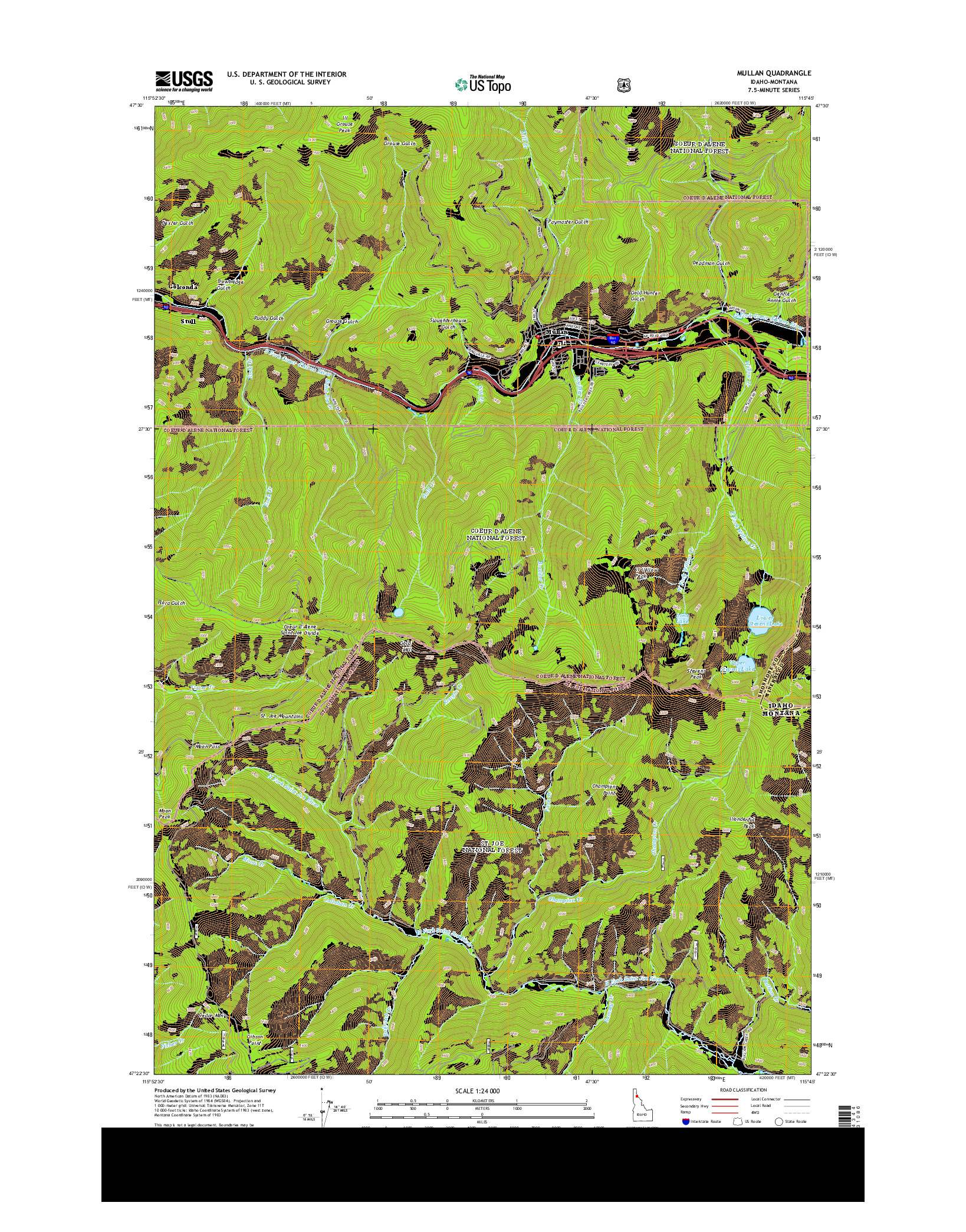 USGS US TOPO 7.5-MINUTE MAP FOR MULLAN, ID-MT 2013