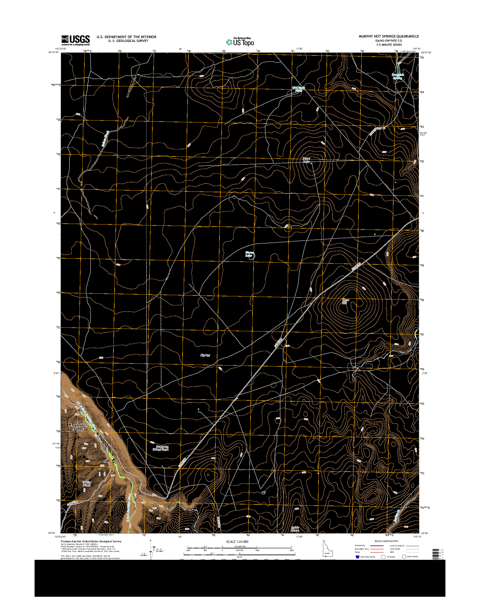 USGS US TOPO 7.5-MINUTE MAP FOR MURPHY HOT SPRINGS, ID 2013