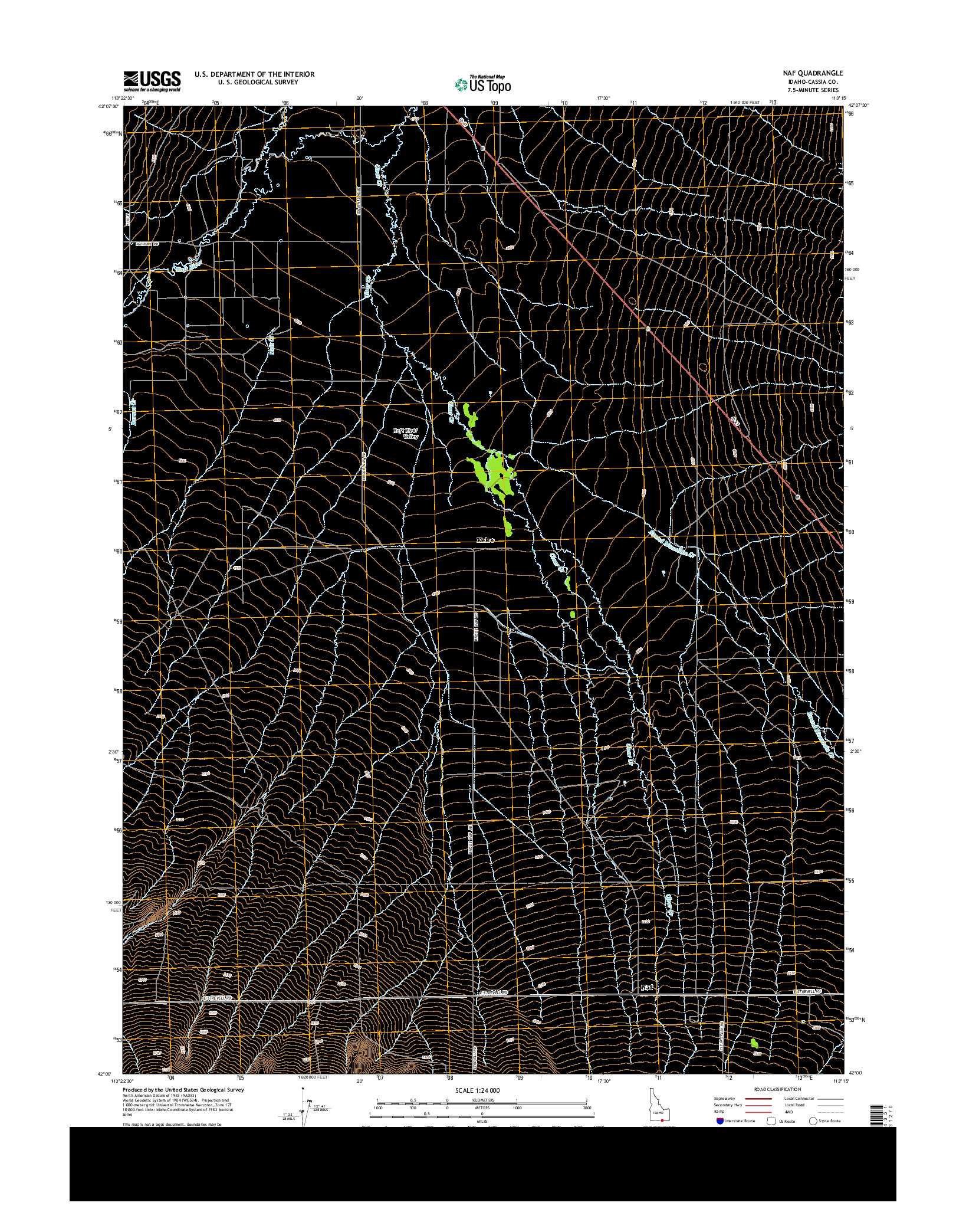 USGS US TOPO 7.5-MINUTE MAP FOR NAF, ID 2013