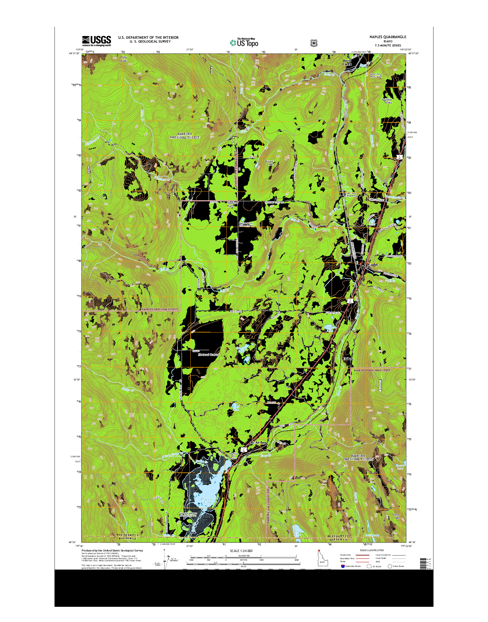 USGS US TOPO 7.5-MINUTE MAP FOR NAPLES, ID 2013