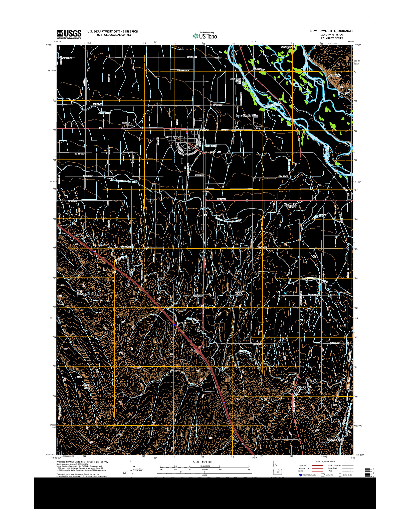 USGS US TOPO 7.5-MINUTE MAP FOR NEW PLYMOUTH, ID 2013