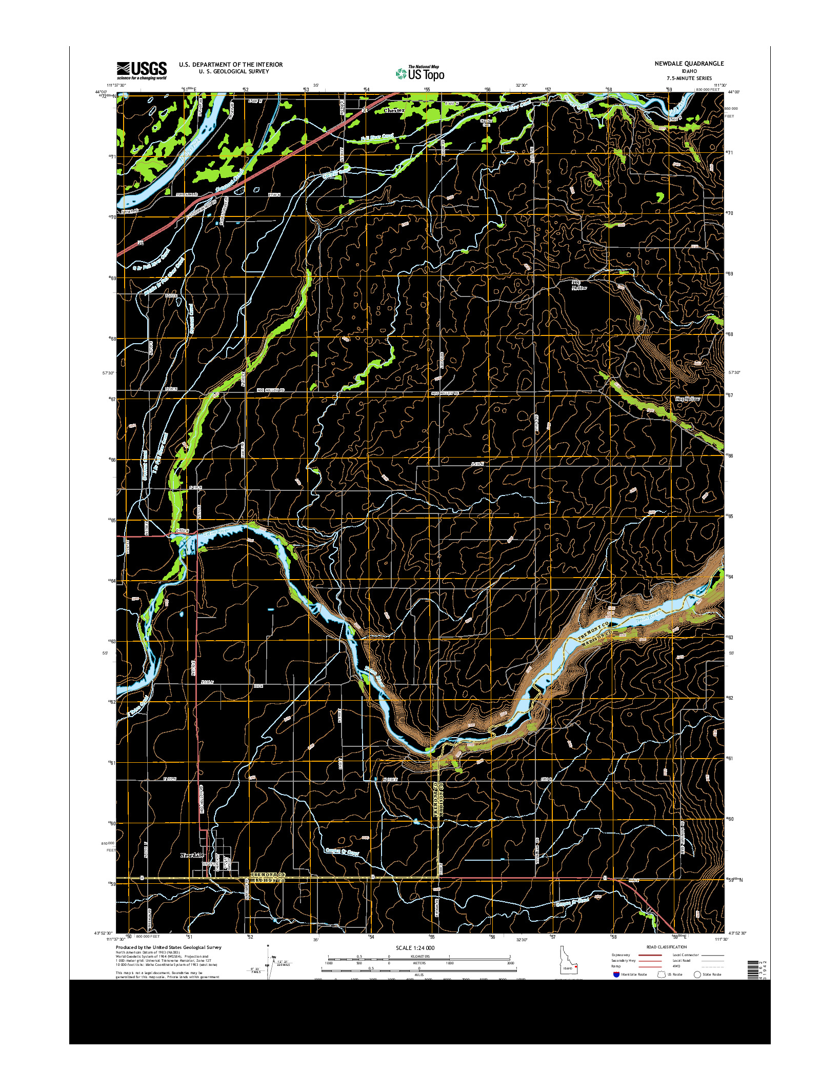 USGS US TOPO 7.5-MINUTE MAP FOR NEWDALE, ID 2013