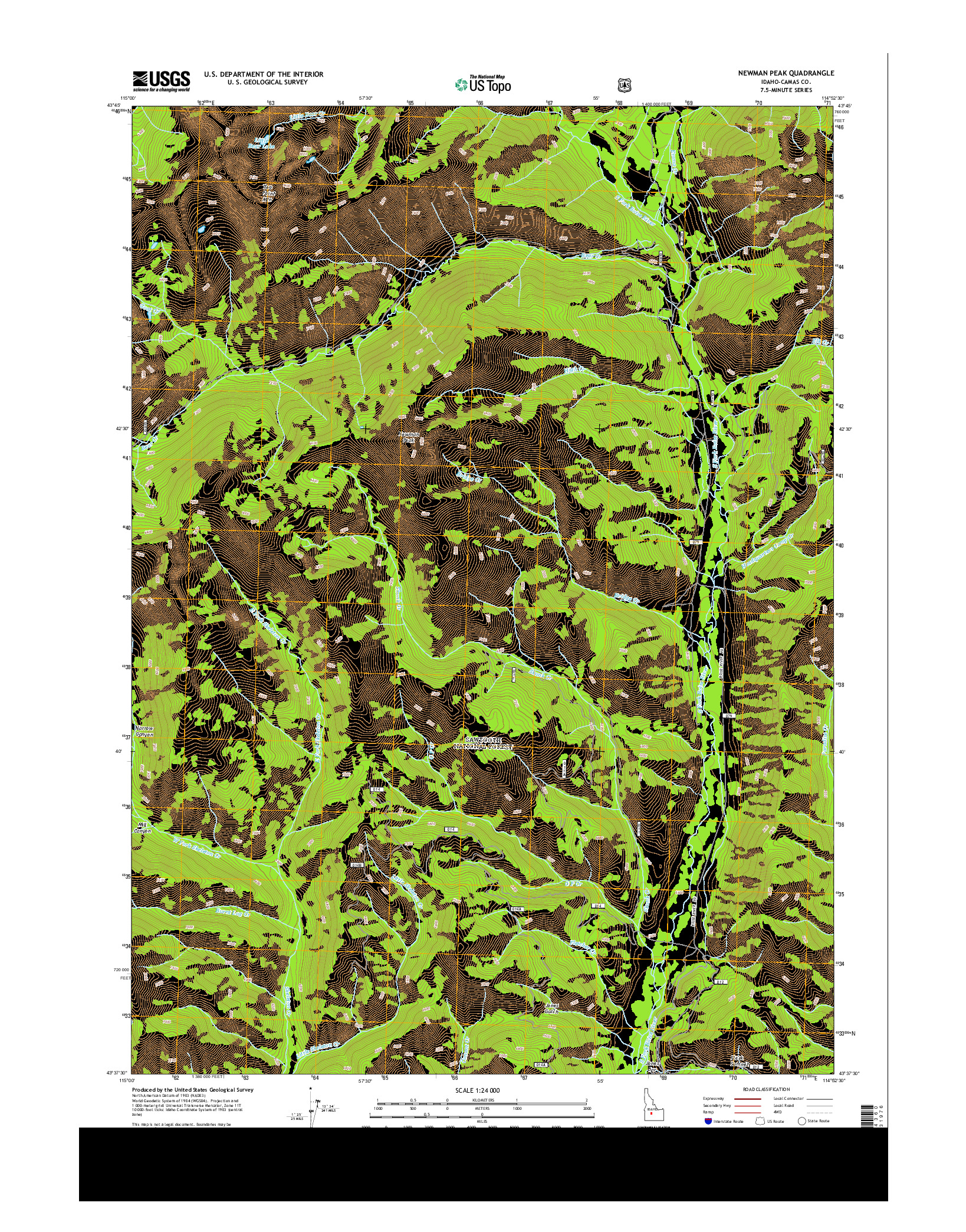 USGS US TOPO 7.5-MINUTE MAP FOR NEWMAN PEAK, ID 2013