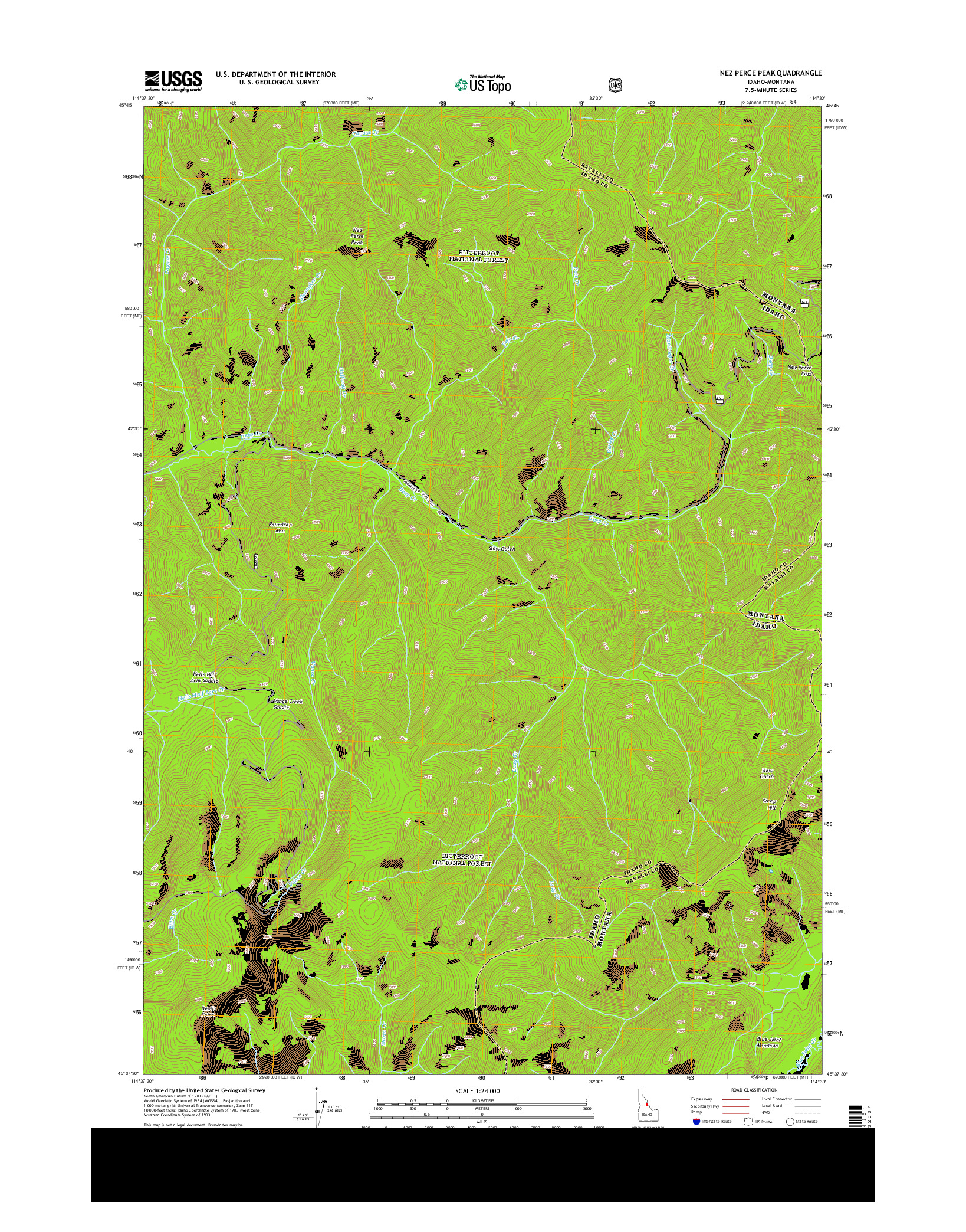 USGS US TOPO 7.5-MINUTE MAP FOR NEZ PERCE PEAK, ID-MT 2013