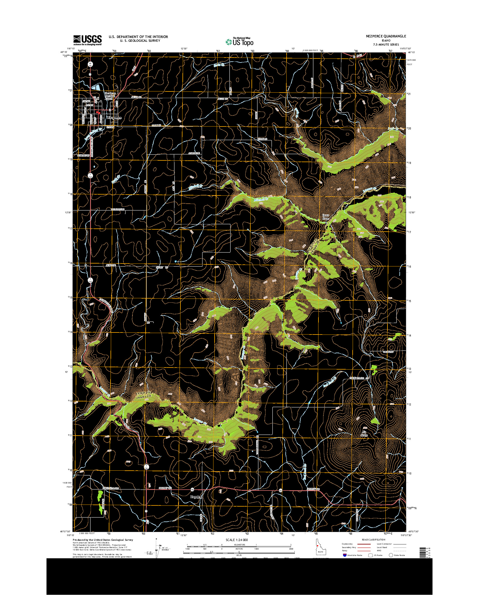 USGS US TOPO 7.5-MINUTE MAP FOR NEZPERCE, ID 2013