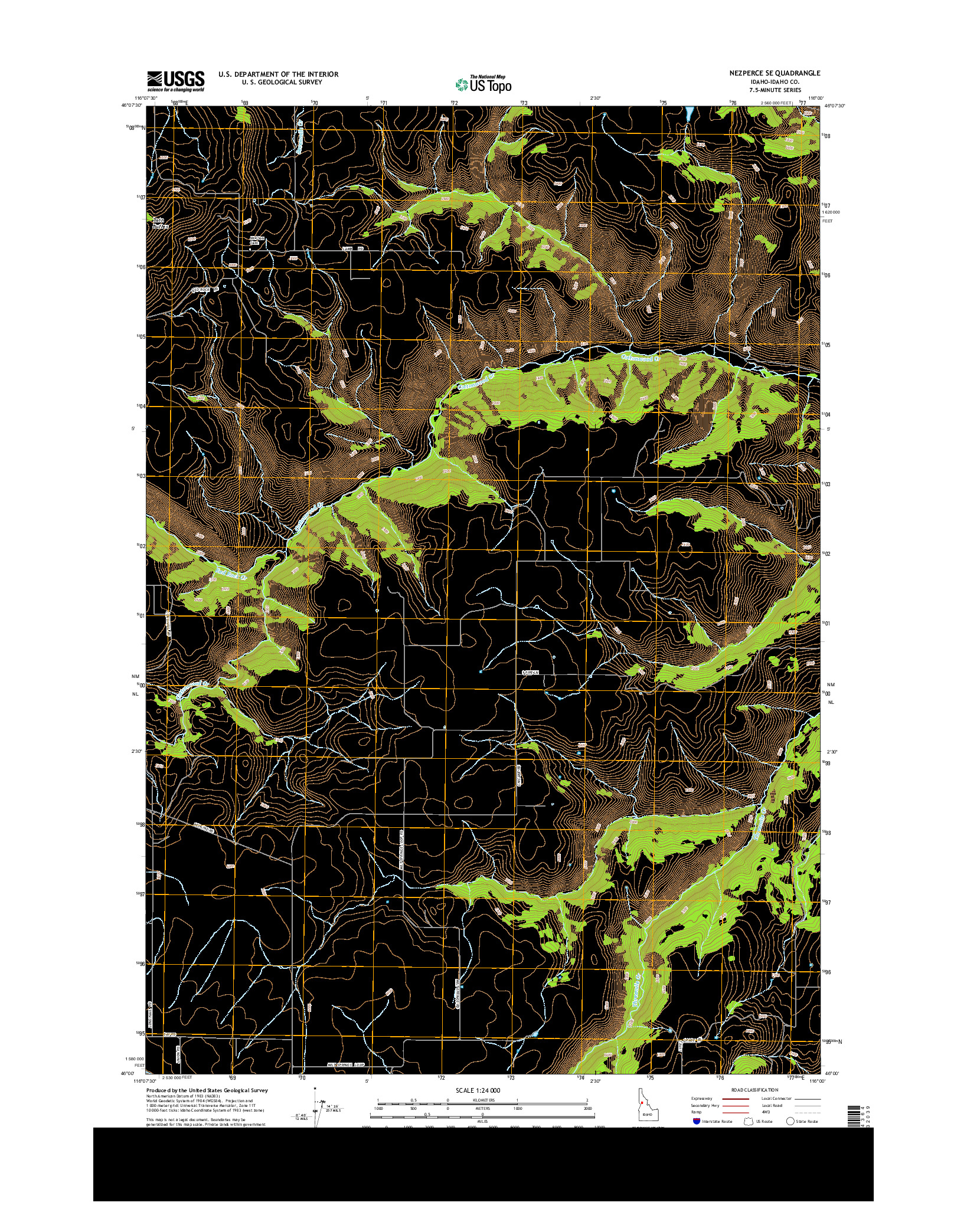 USGS US TOPO 7.5-MINUTE MAP FOR NEZPERCE SE, ID 2013