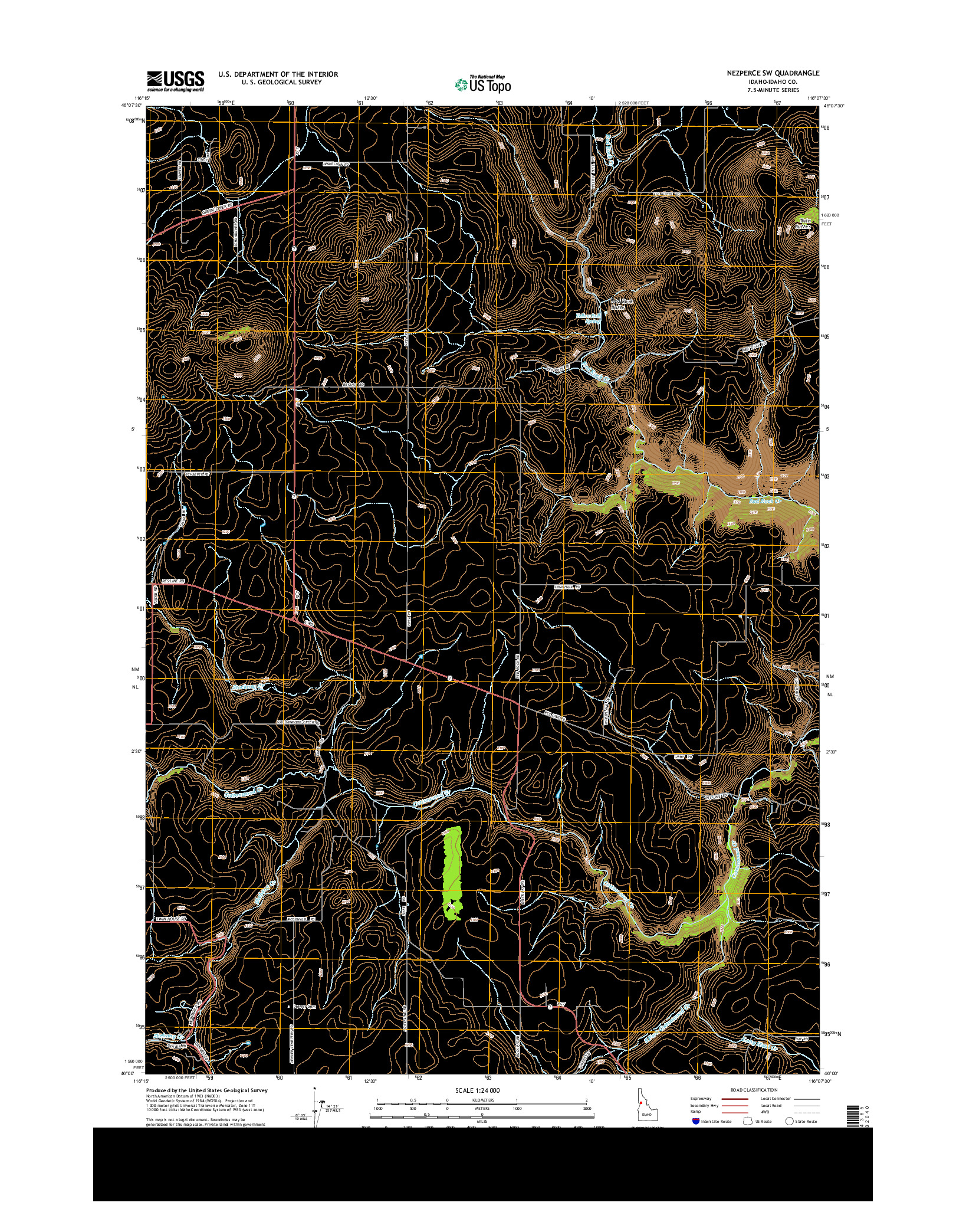 USGS US TOPO 7.5-MINUTE MAP FOR NEZPERCE SW, ID 2013