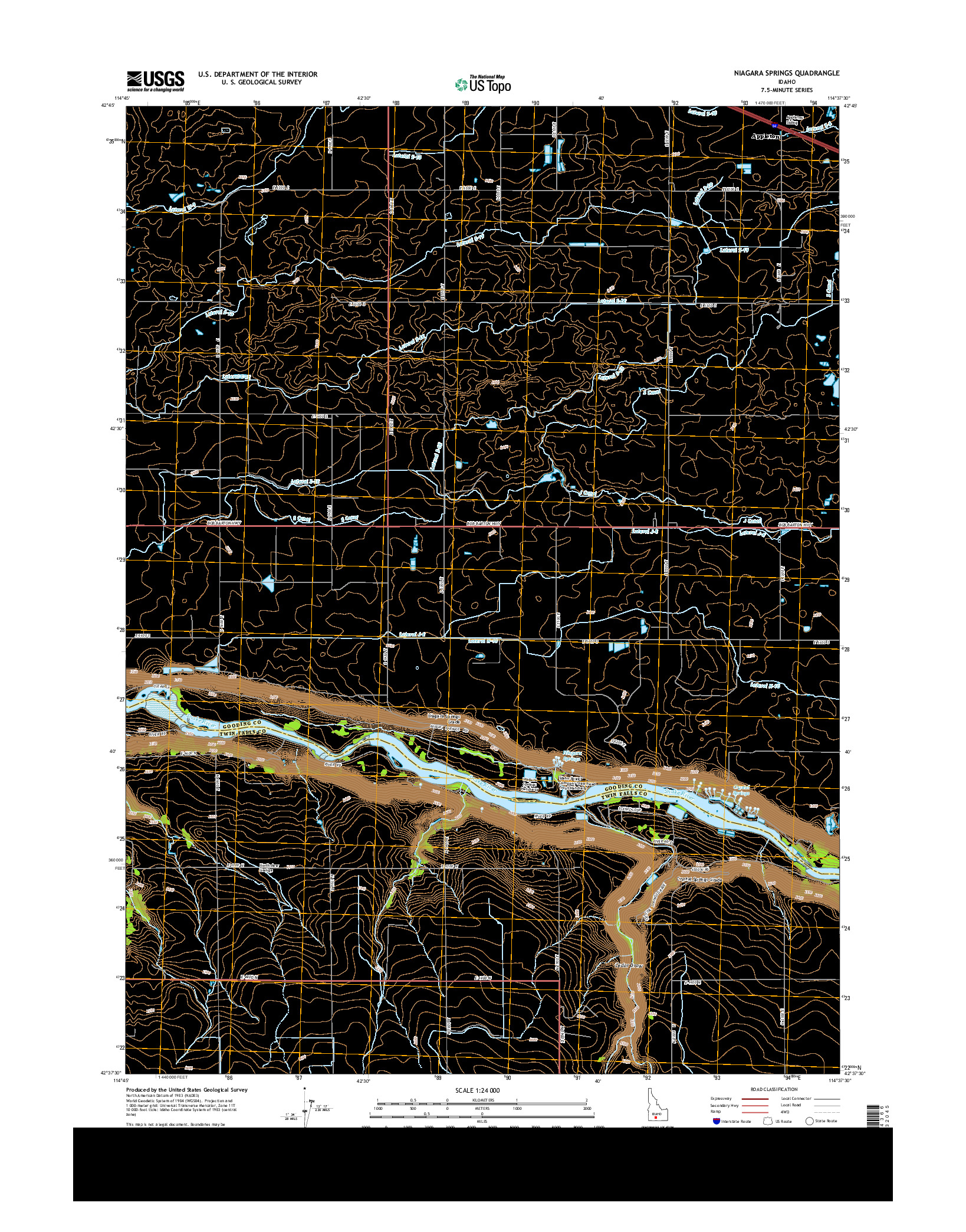 USGS US TOPO 7.5-MINUTE MAP FOR NIAGARA SPRINGS, ID 2013