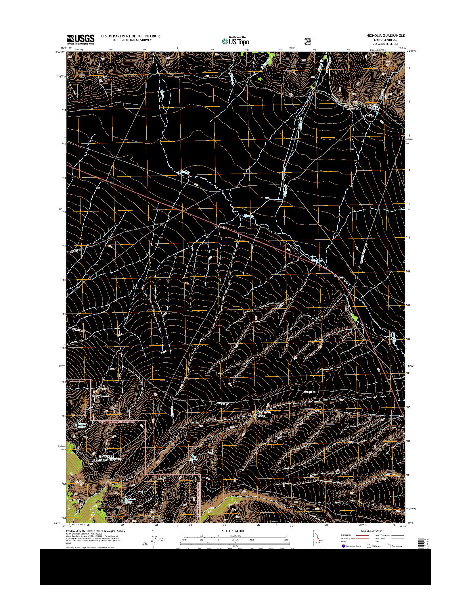 USGS US TOPO 7.5-MINUTE MAP FOR NICHOLIA, ID 2013