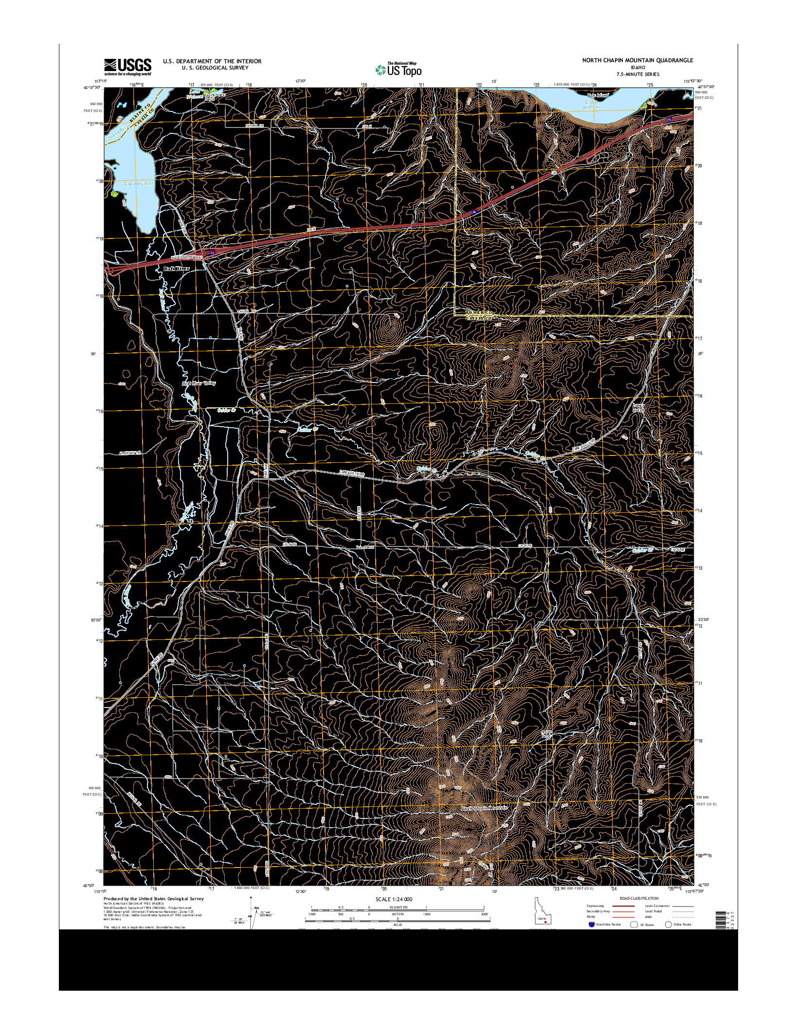 USGS US TOPO 7.5-MINUTE MAP FOR NORTH CHAPIN MOUNTAIN, ID 2013