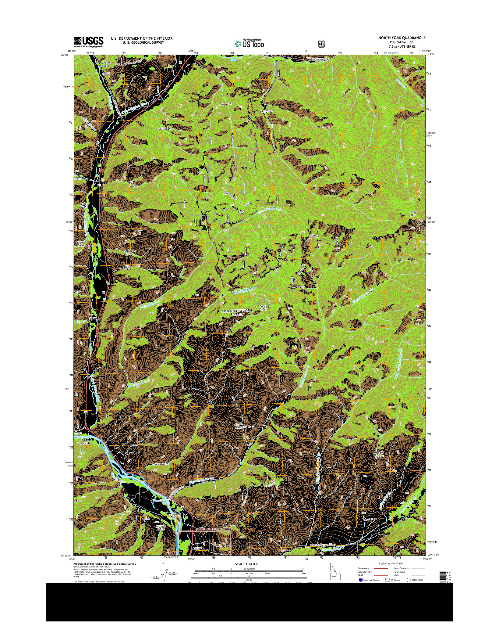 USGS US TOPO 7.5-MINUTE MAP FOR NORTH FORK, ID 2013