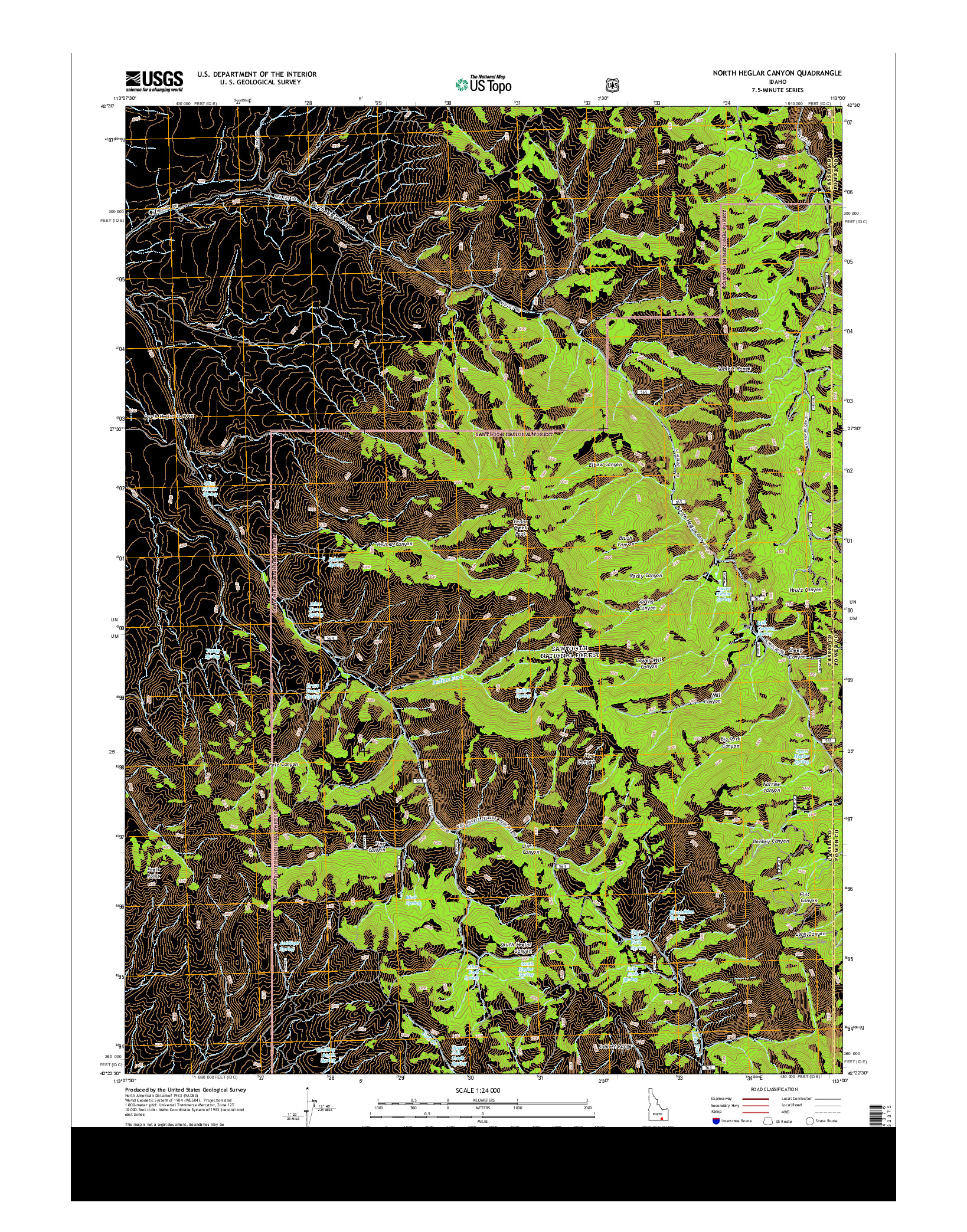 USGS US TOPO 7.5-MINUTE MAP FOR NORTH HEGLAR CANYON, ID 2013
