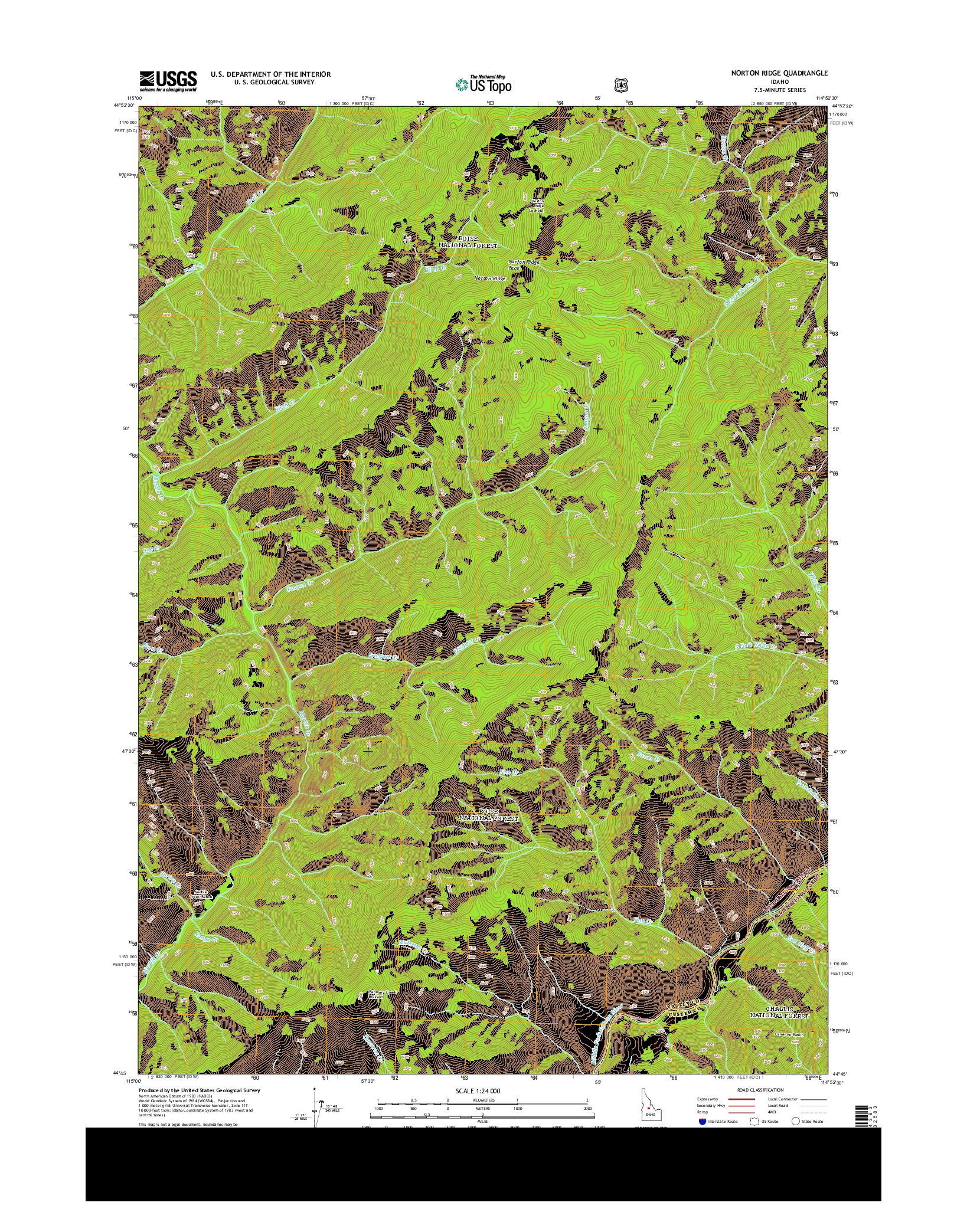 USGS US TOPO 7.5-MINUTE MAP FOR NORTON RIDGE, ID 2013