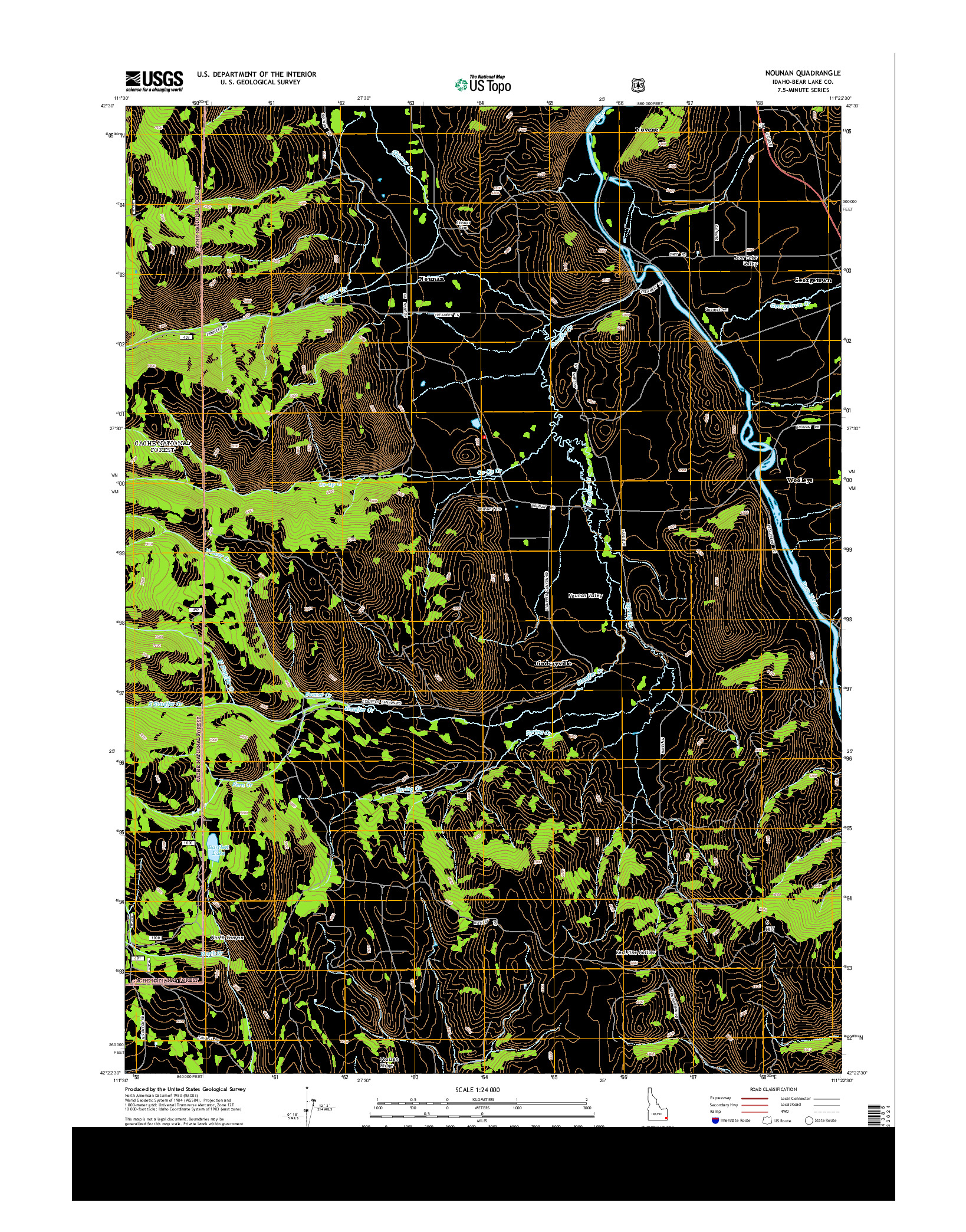 USGS US TOPO 7.5-MINUTE MAP FOR NOUNAN, ID 2013