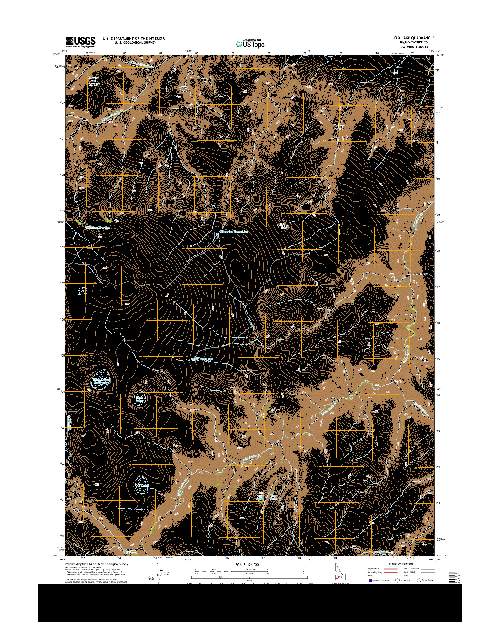 USGS US TOPO 7.5-MINUTE MAP FOR O X LAKE, ID 2013