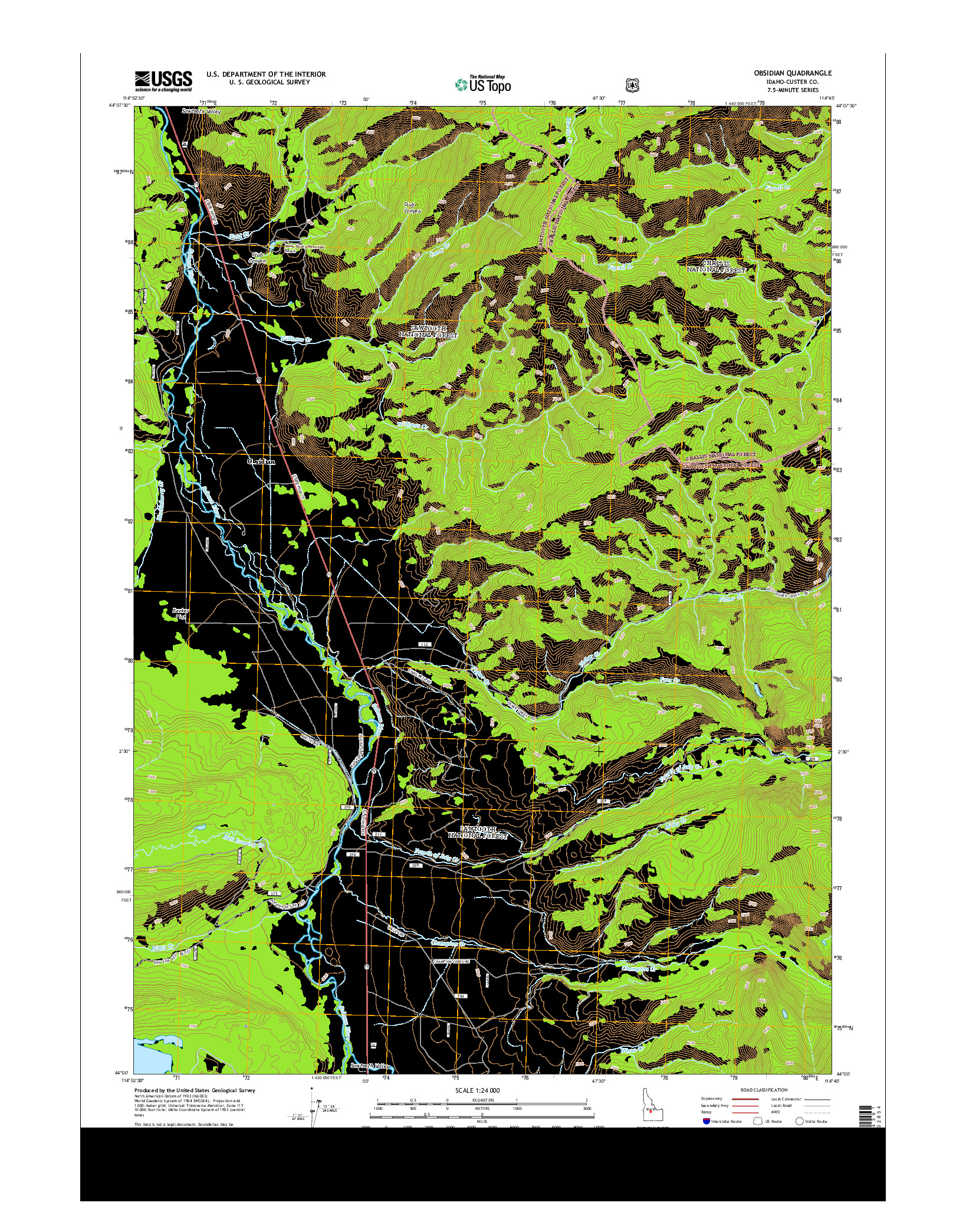 USGS US TOPO 7.5-MINUTE MAP FOR OBSIDIAN, ID 2013