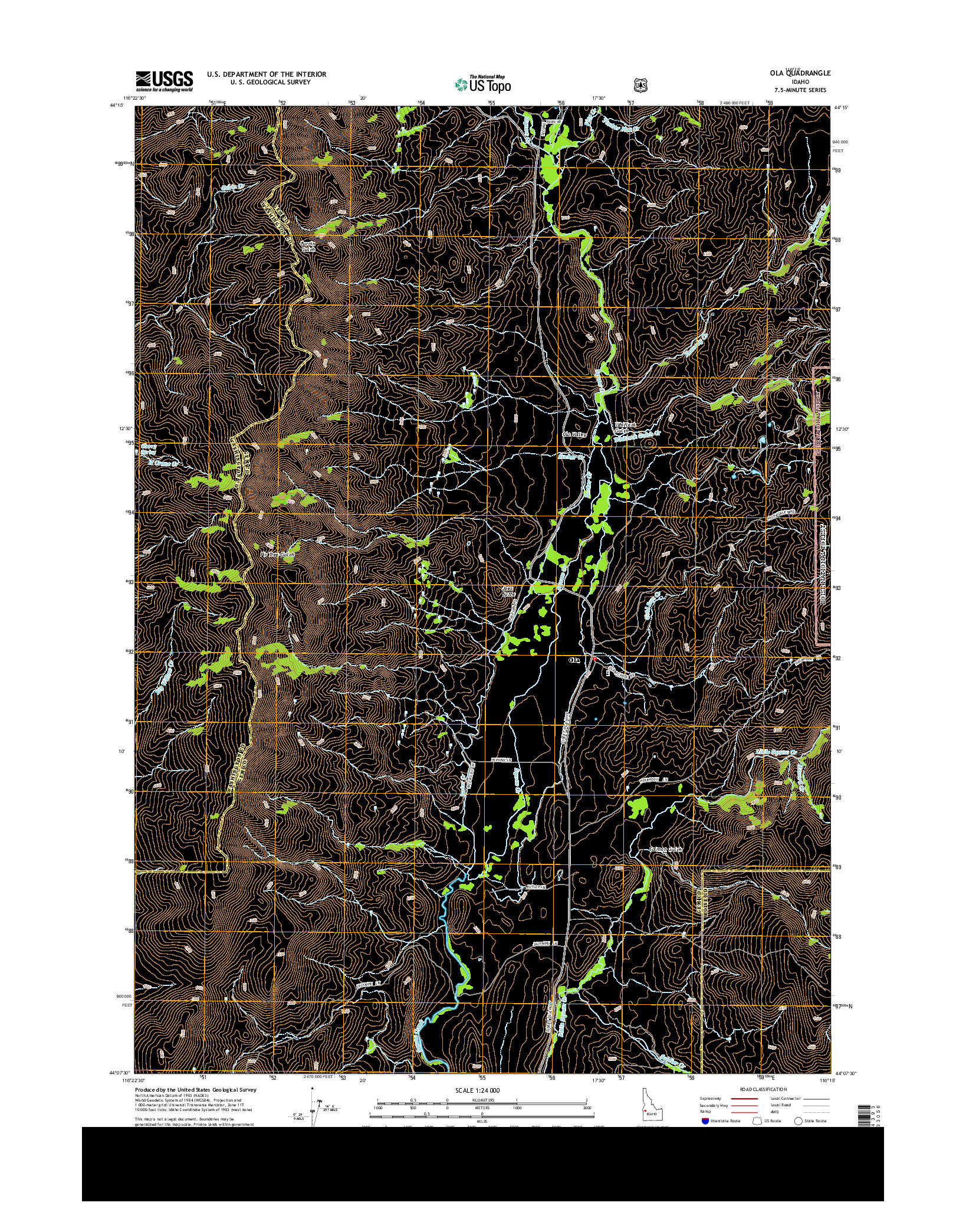 USGS US TOPO 7.5-MINUTE MAP FOR OLA, ID 2013