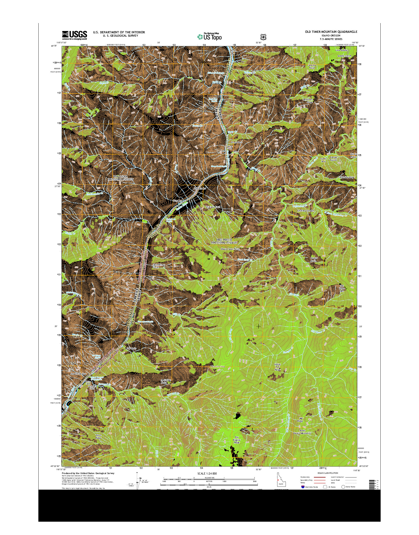 USGS US TOPO 7.5-MINUTE MAP FOR OLD TIMER MOUNTAIN, ID-OR 2013