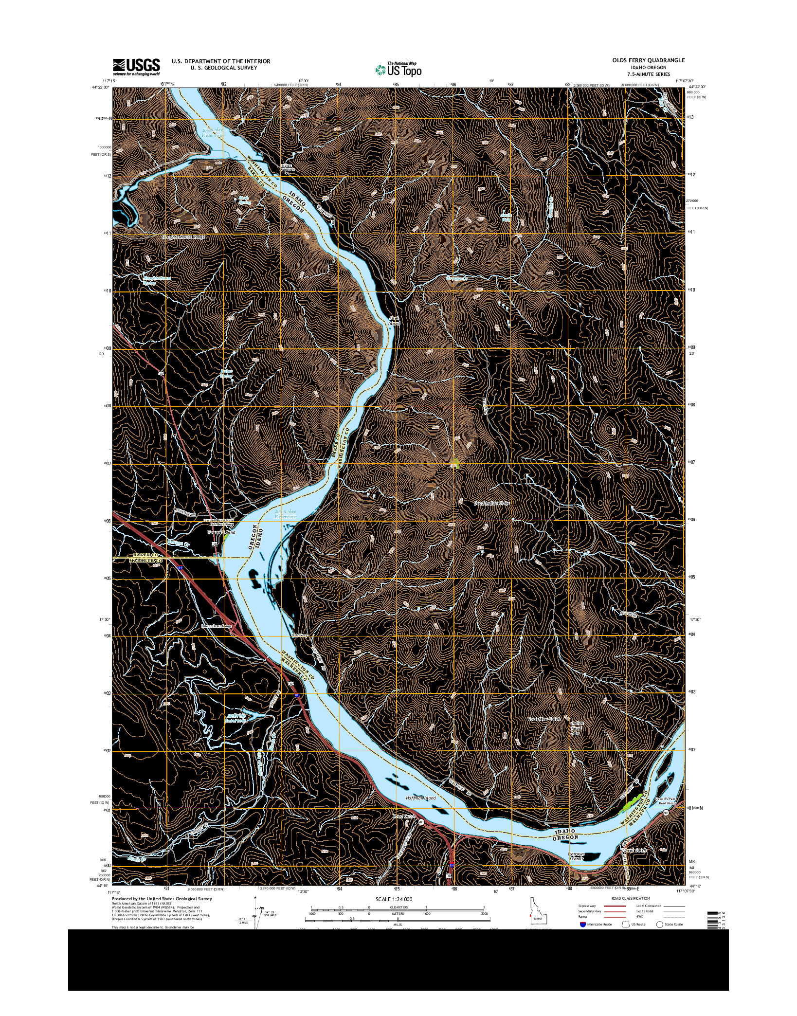 USGS US TOPO 7.5-MINUTE MAP FOR OLDS FERRY, ID-OR 2013