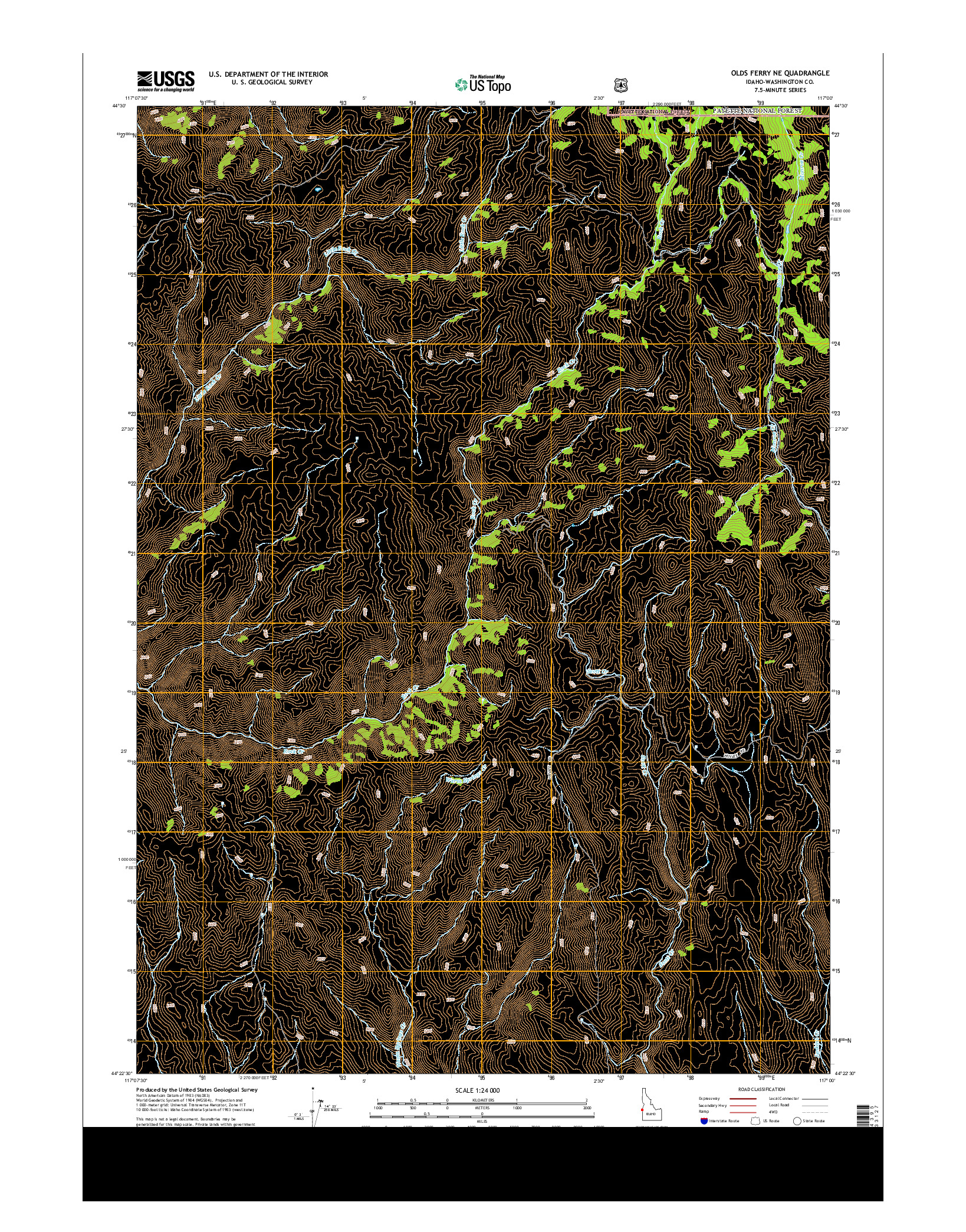 USGS US TOPO 7.5-MINUTE MAP FOR OLDS FERRY NE, ID 2013