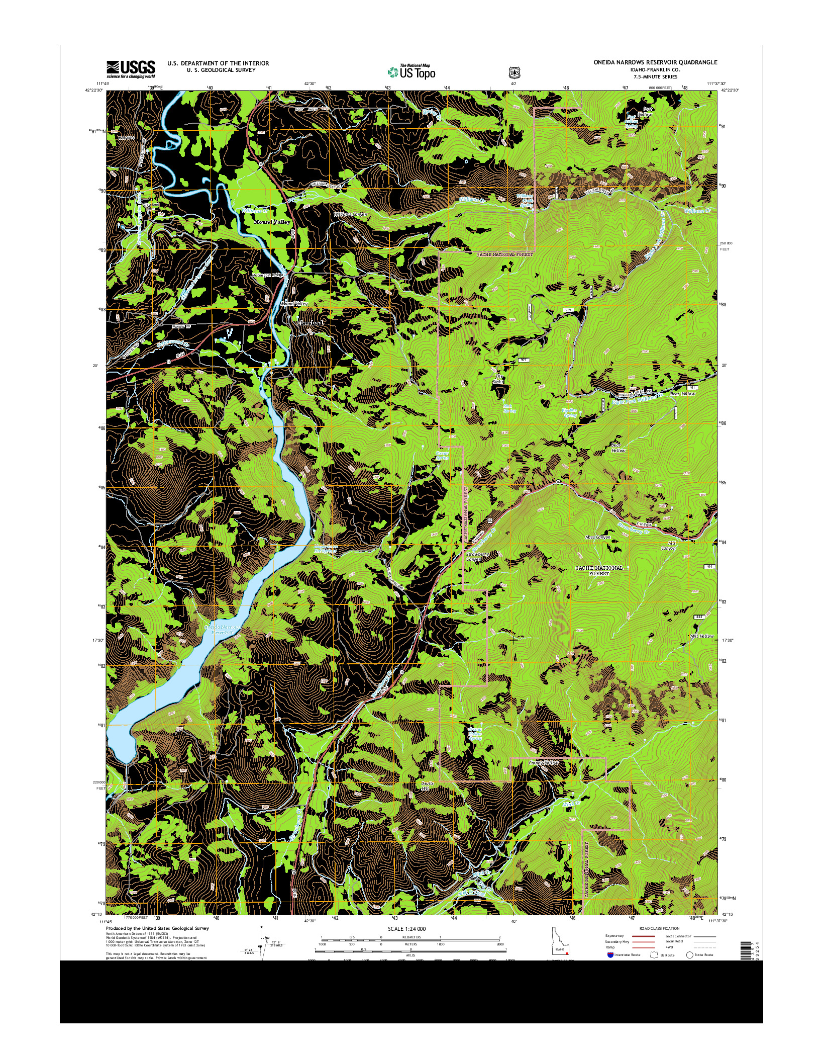 USGS US TOPO 7.5-MINUTE MAP FOR ONEIDA NARROWS RESERVOIR, ID 2013